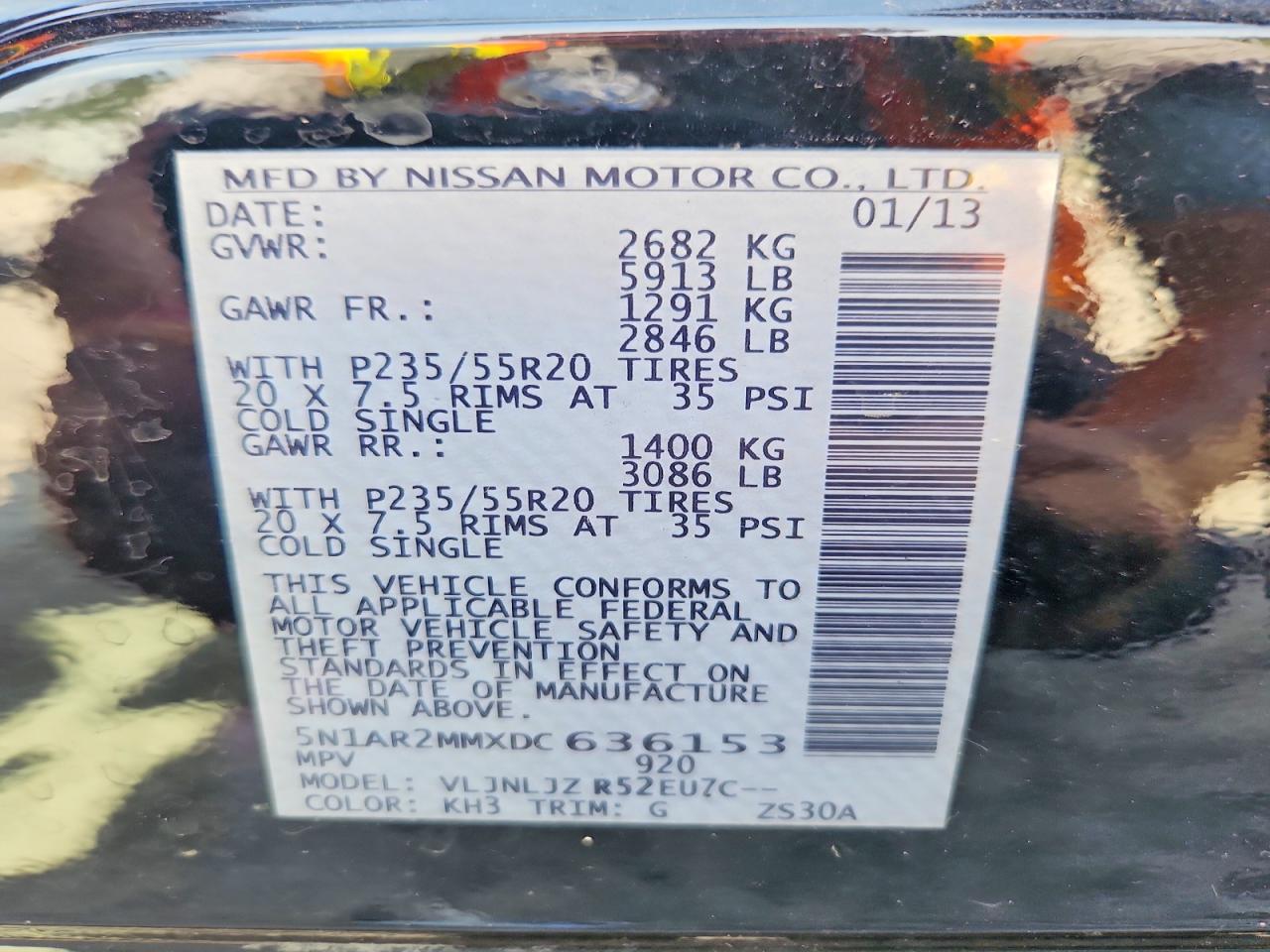 2013 Nissan Pathfinder S Black vin: 5N1AR2MMXDC636153
