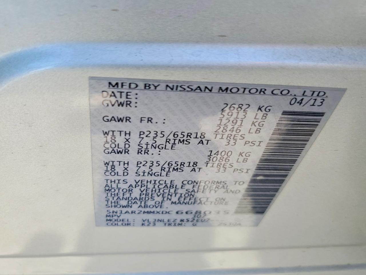 2013 Nissan Pathfinder S Silver vin: 5N1AR2MMXDC668035