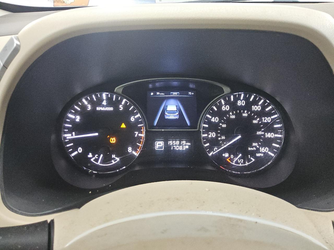 2014 Nissan Pathfinder Sv White vin: 5N1AR2MMXEC715114 Damage: Warning - Tire Pressure, On, Unacceptable
