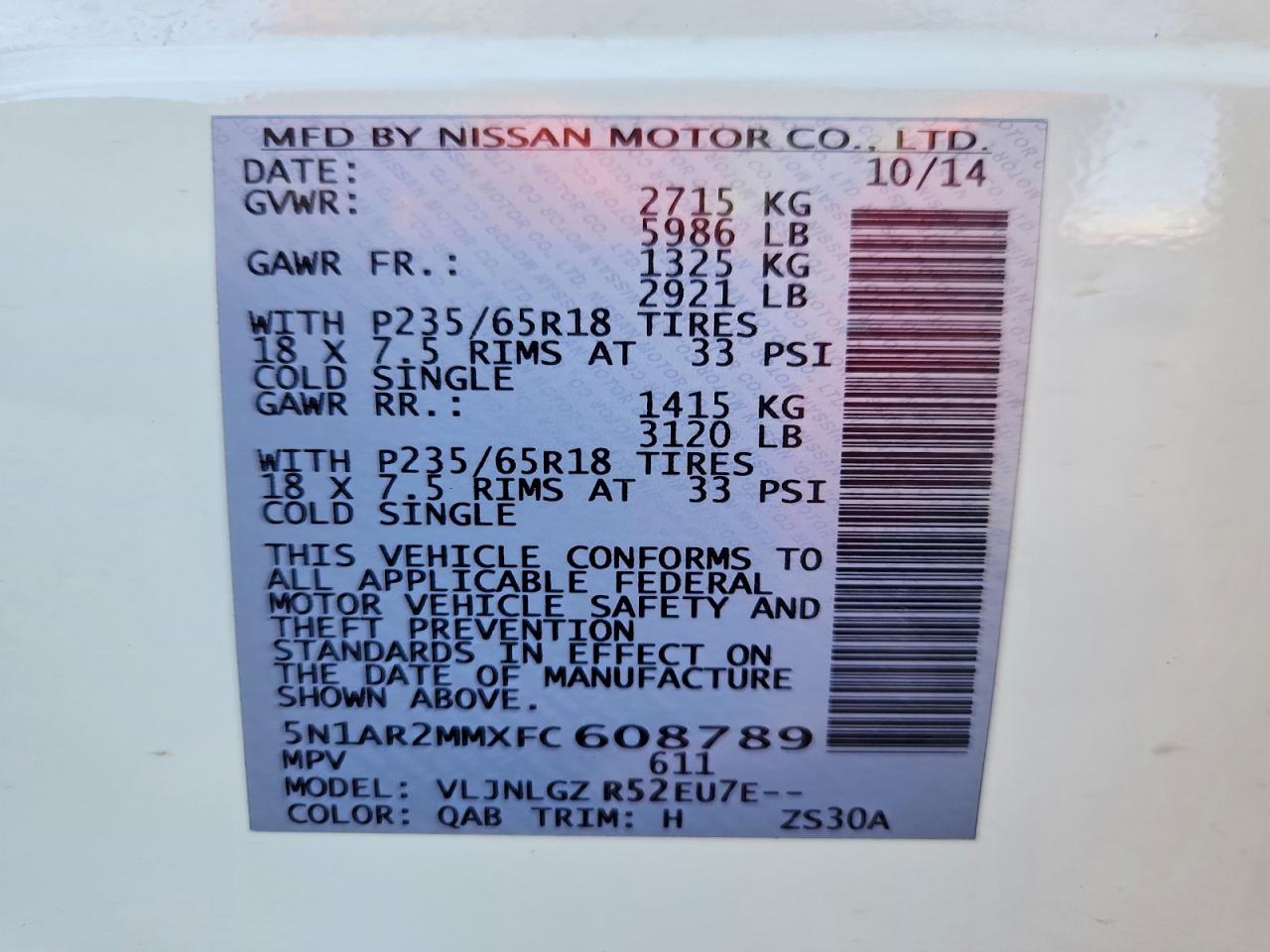 2015 Nissan Pathfinder Sl White vin: 5N1AR2MMXFC608789