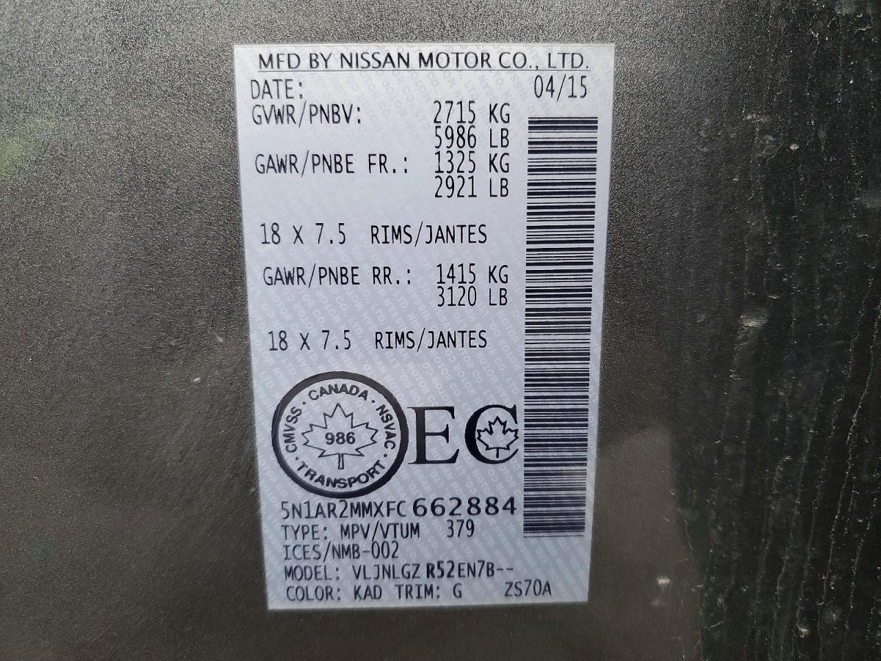 2015 Nissan Pathfinder S Gray vin: 5N1AR2MMXFC662884