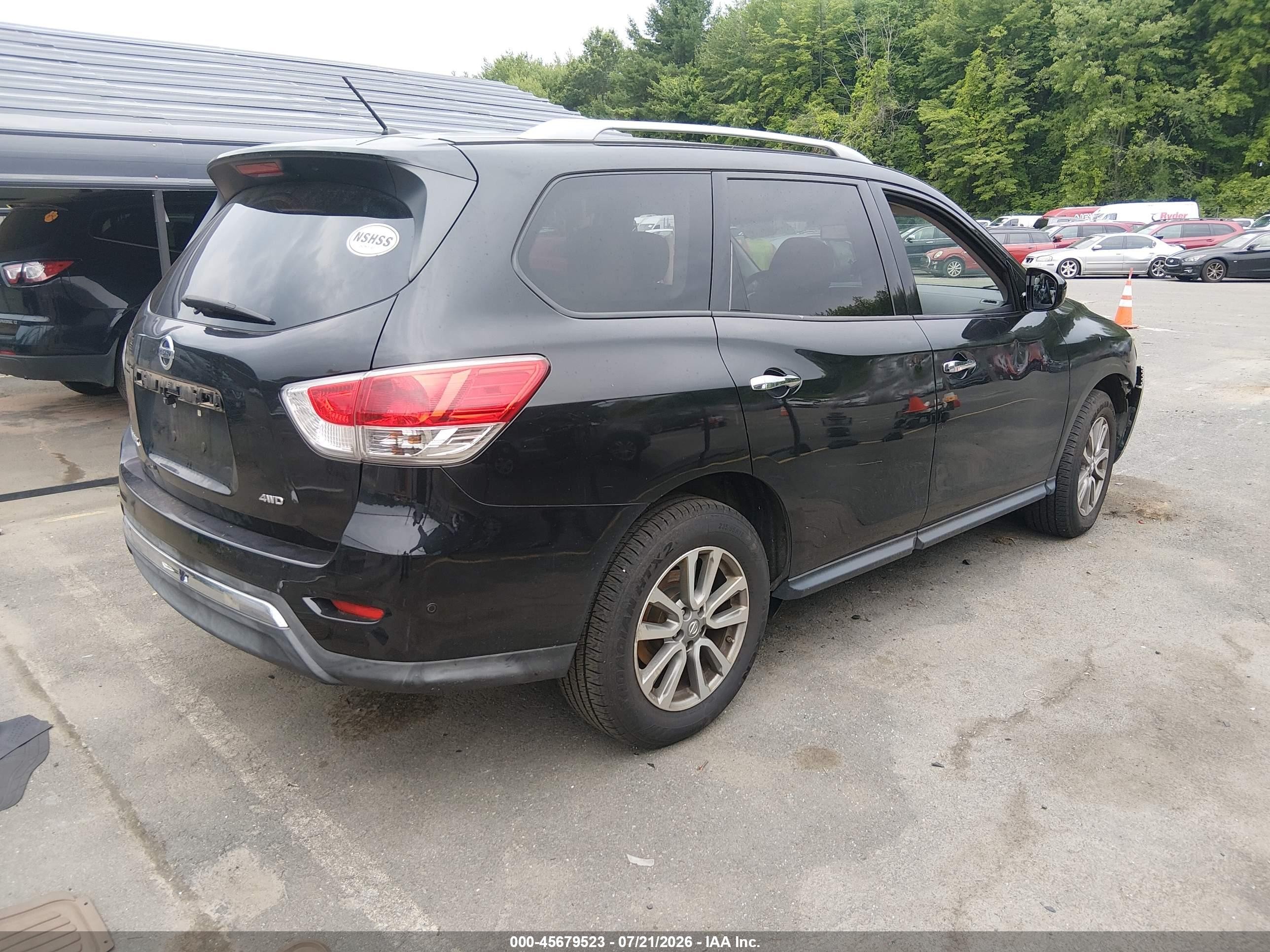 2015 Nissan Pathfinder S Black vin: 5N1AR2MMXFC693262