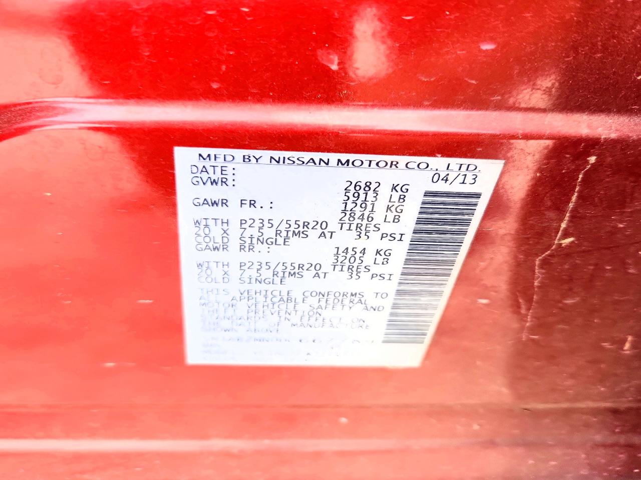 2013 Nissan Pathfinder S Red vin: 5N1AR2MN0DC667789