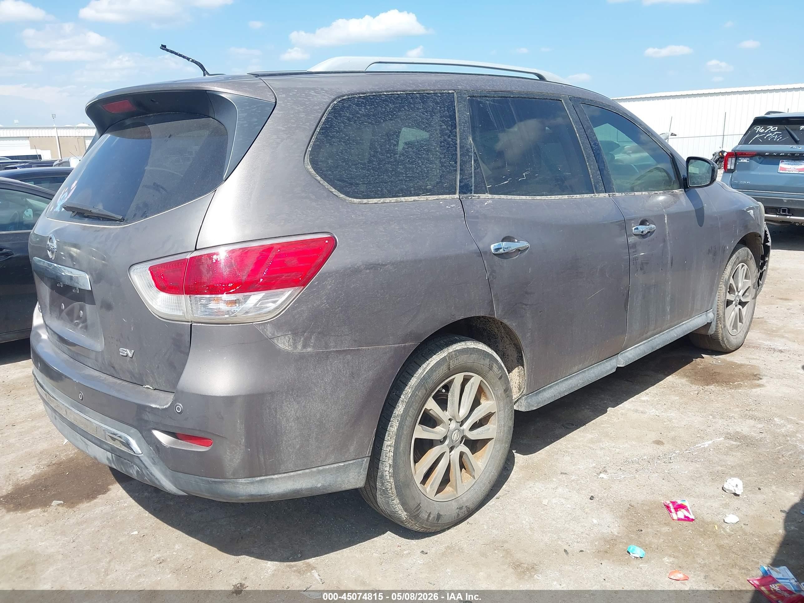 2013 Nissan Pathfinder Sv Gray vin: 5N1AR2MN0DC672460