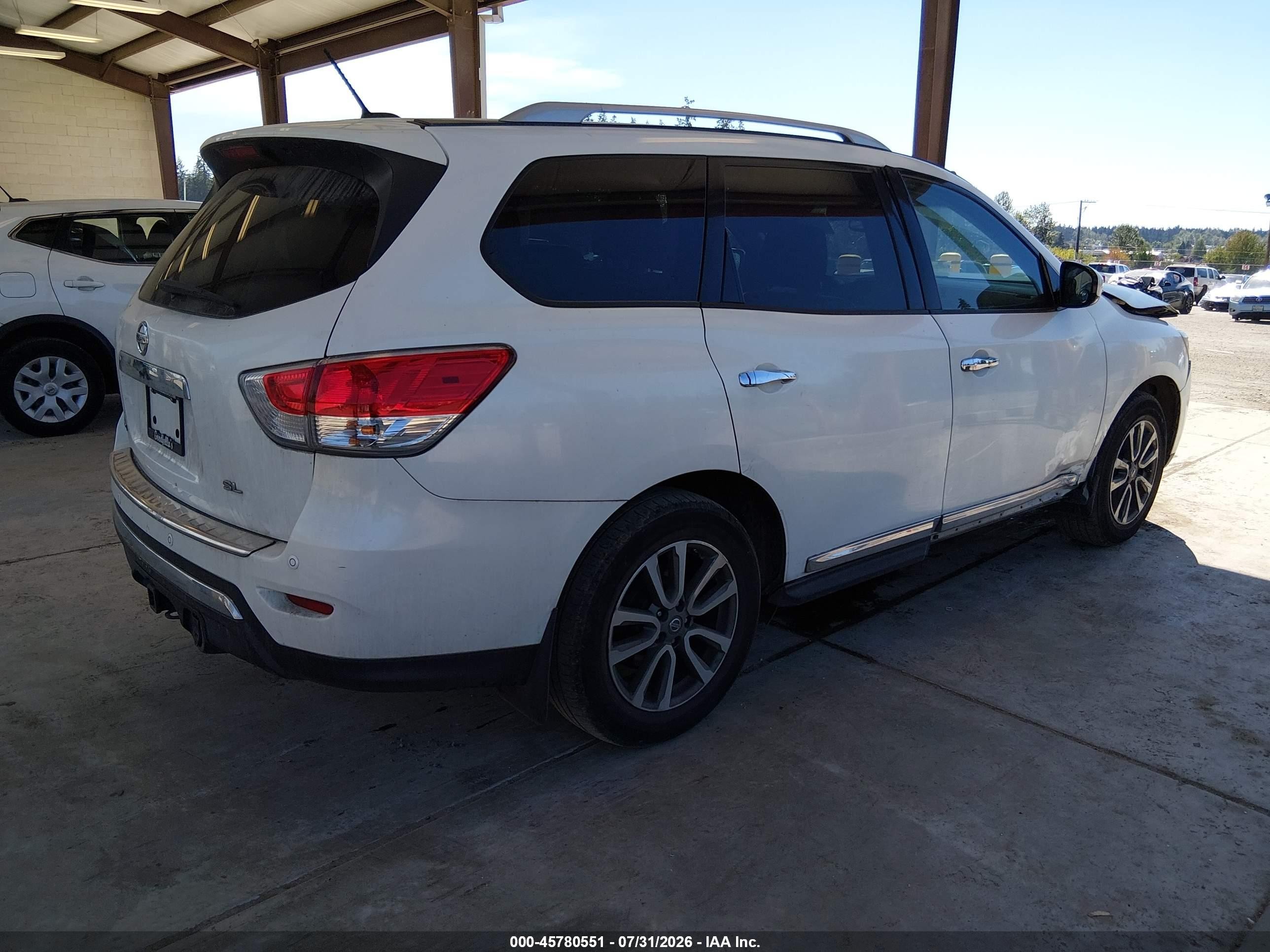 2014 Nissan Pathfinder Sl White vin: 5N1AR2MN0EC676218