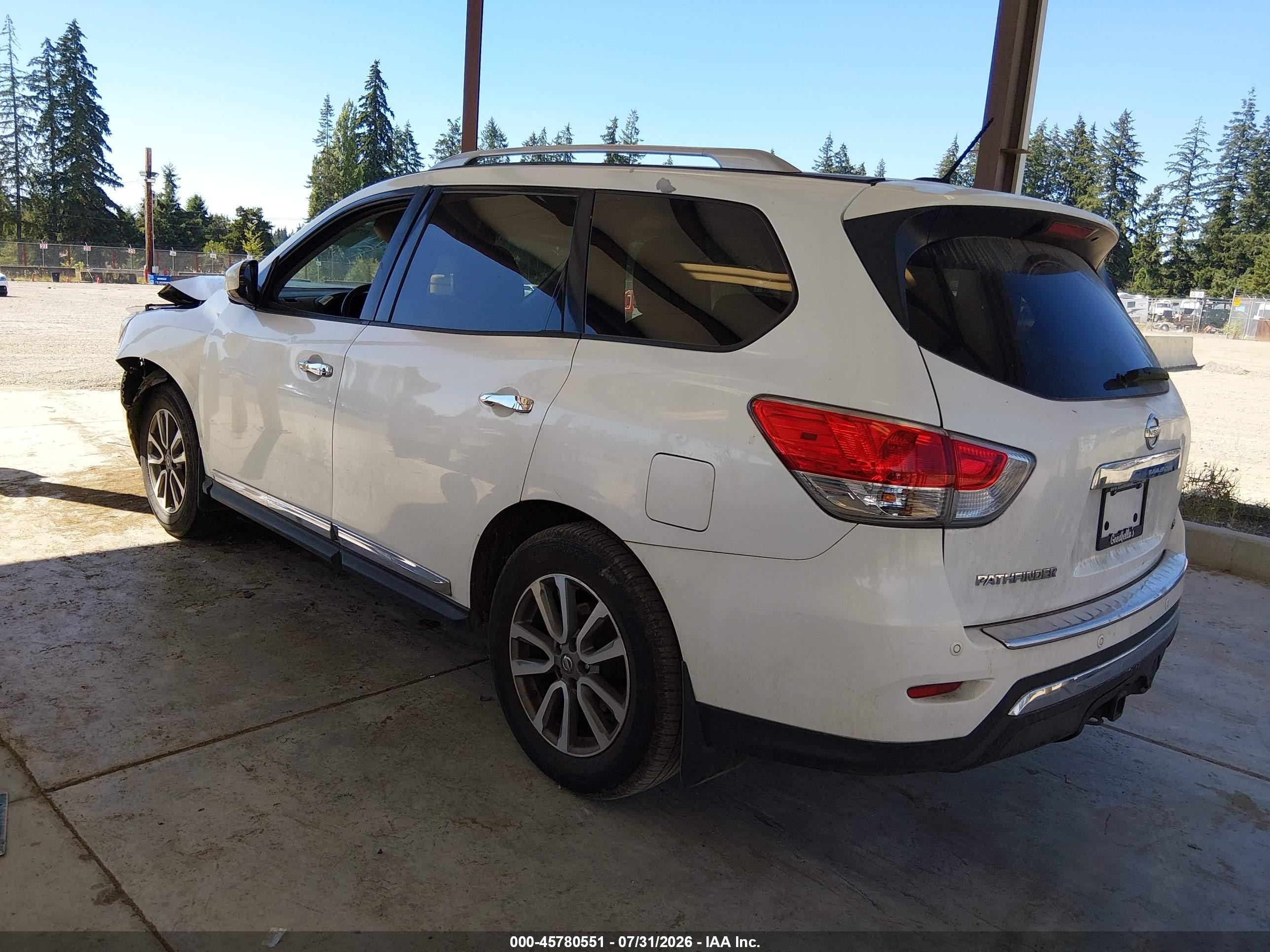 2014 Nissan Pathfinder Sl White vin: 5N1AR2MN0EC676218