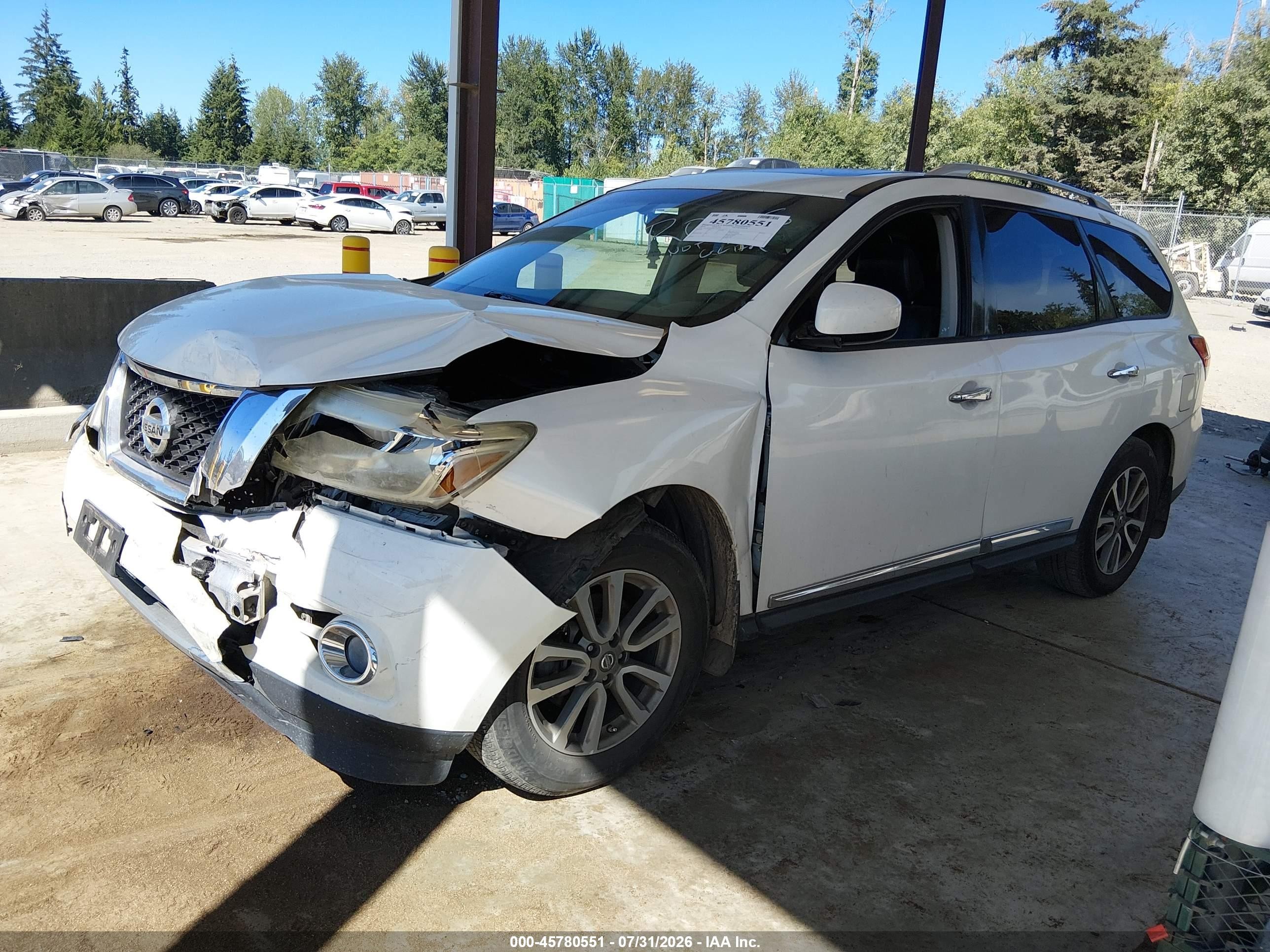 2014 Nissan Pathfinder Sl White vin: 5N1AR2MN0EC676218