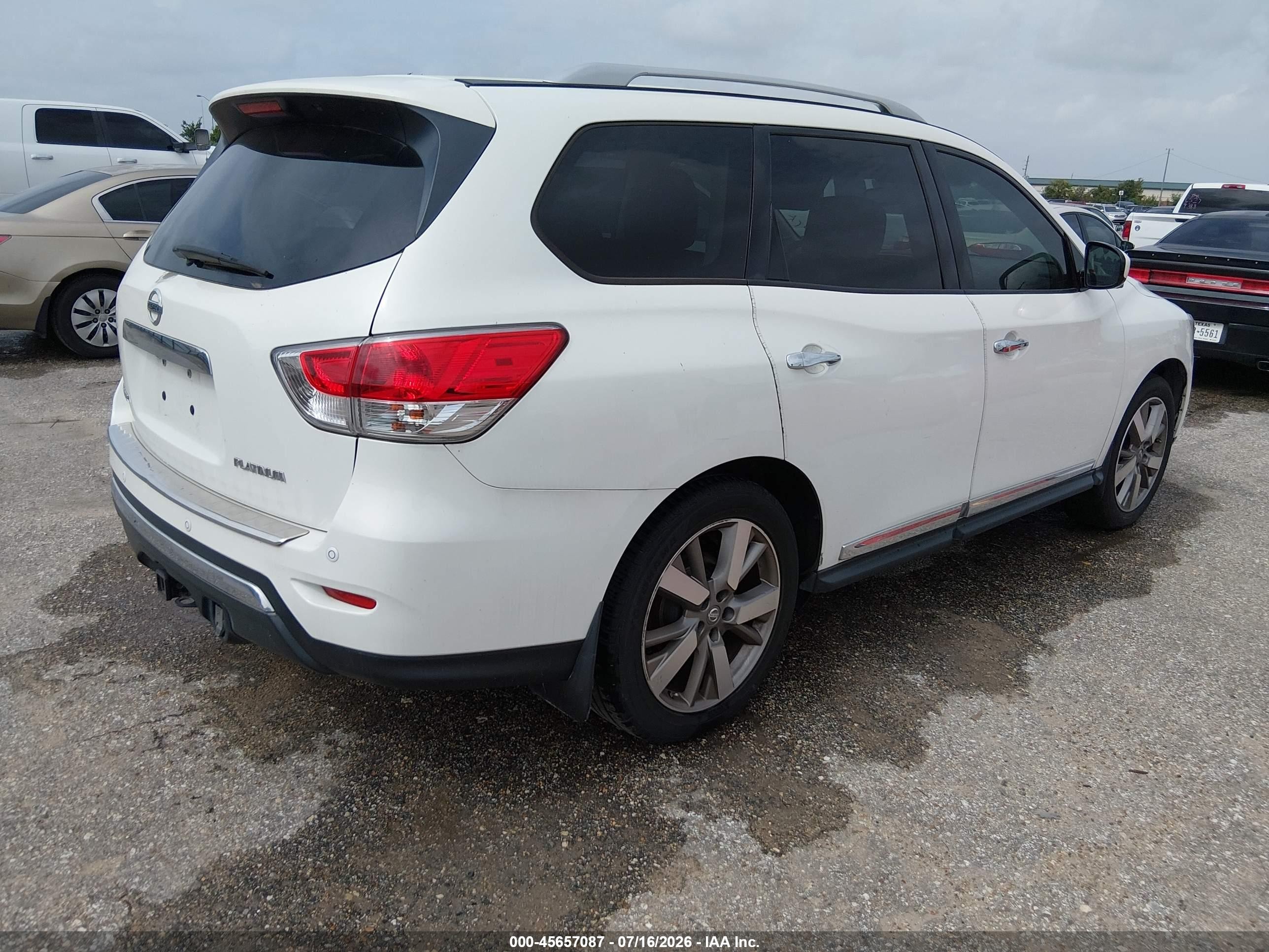2014 Nissan Pathfinder Platinum White vin: 5N1AR2MN0EC728558