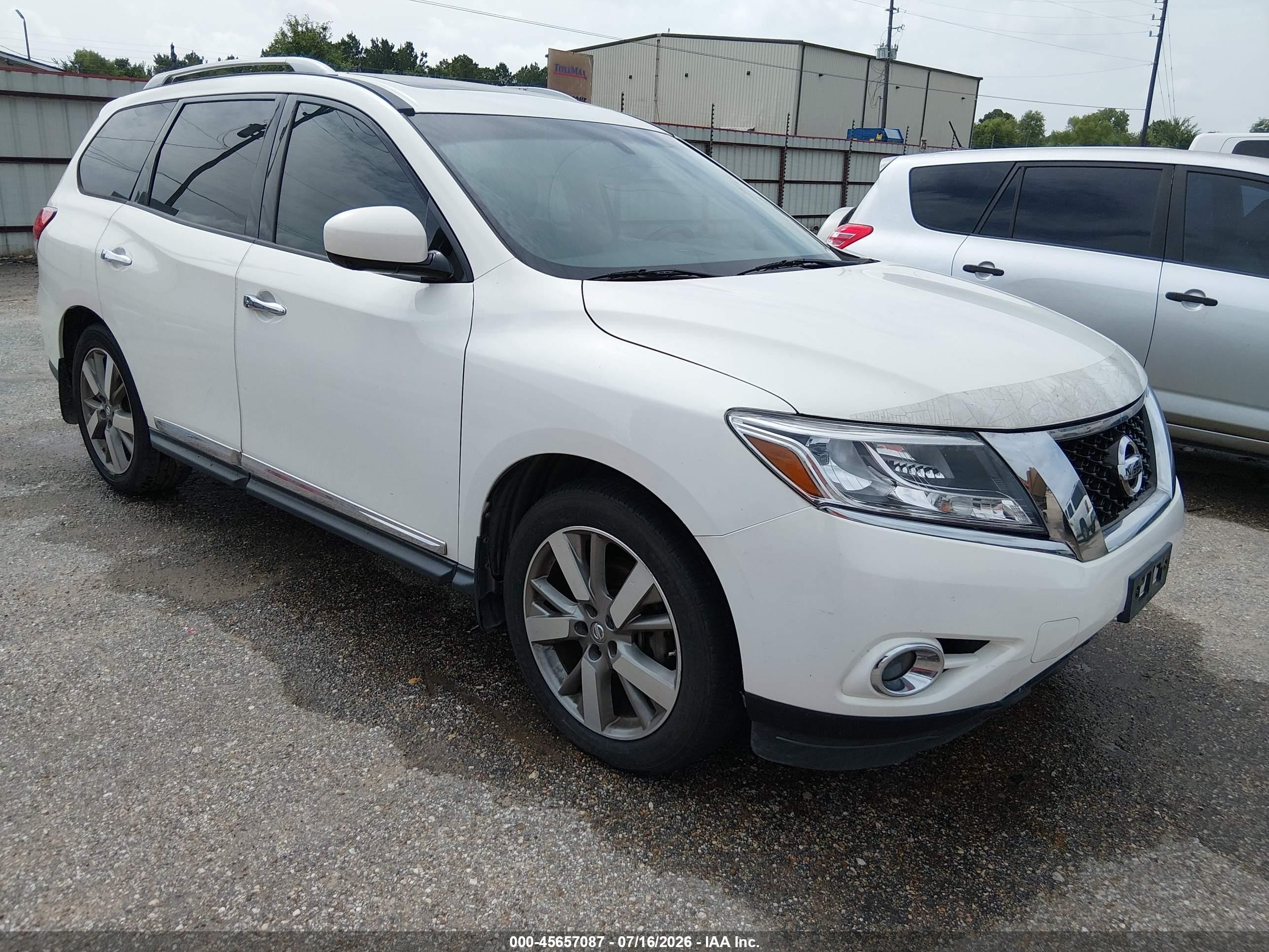 2014 Nissan Pathfinder Platinum White vin: 5N1AR2MN0EC728558
