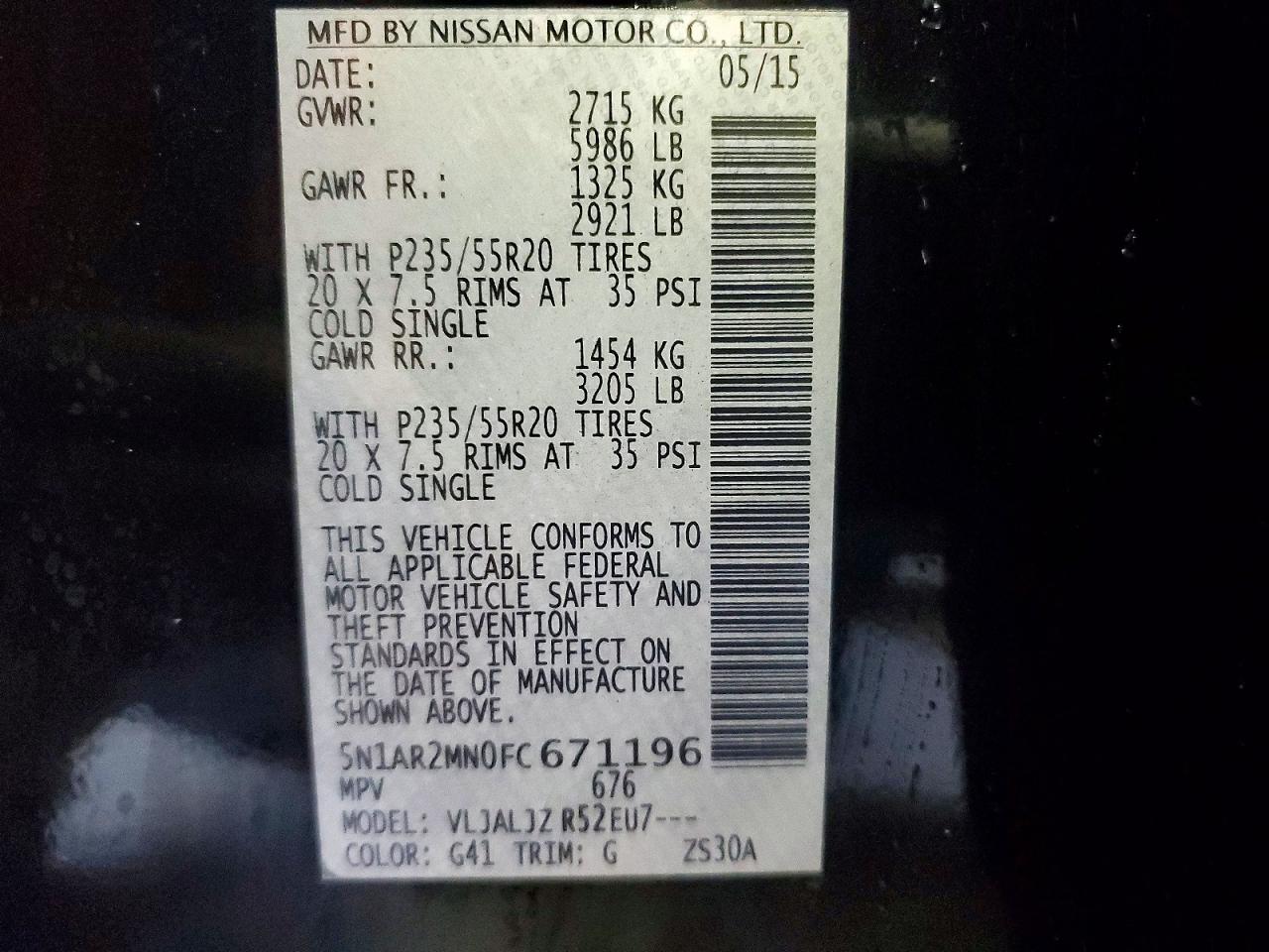 2015 Nissan Pathfinder S Black vin: 5N1AR2MN0FC671196