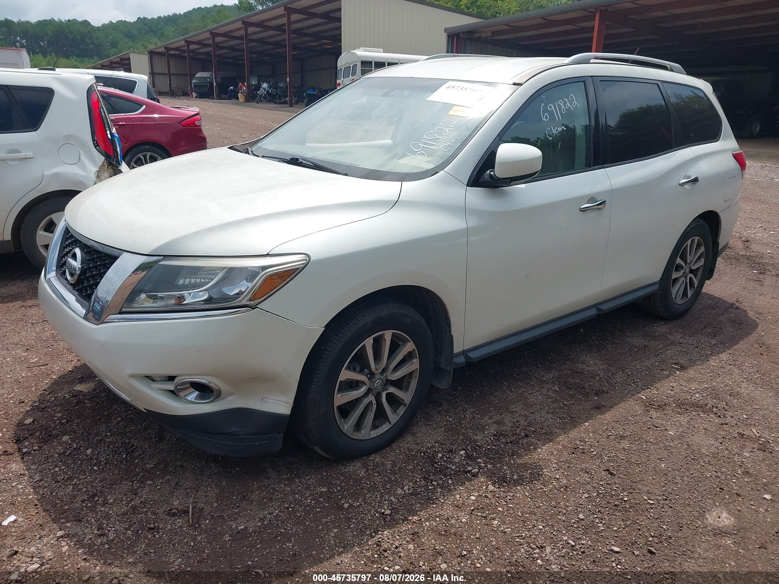 2015 Nissan Pathfinder Sv White vin: 5N1AR2MN0FC691822