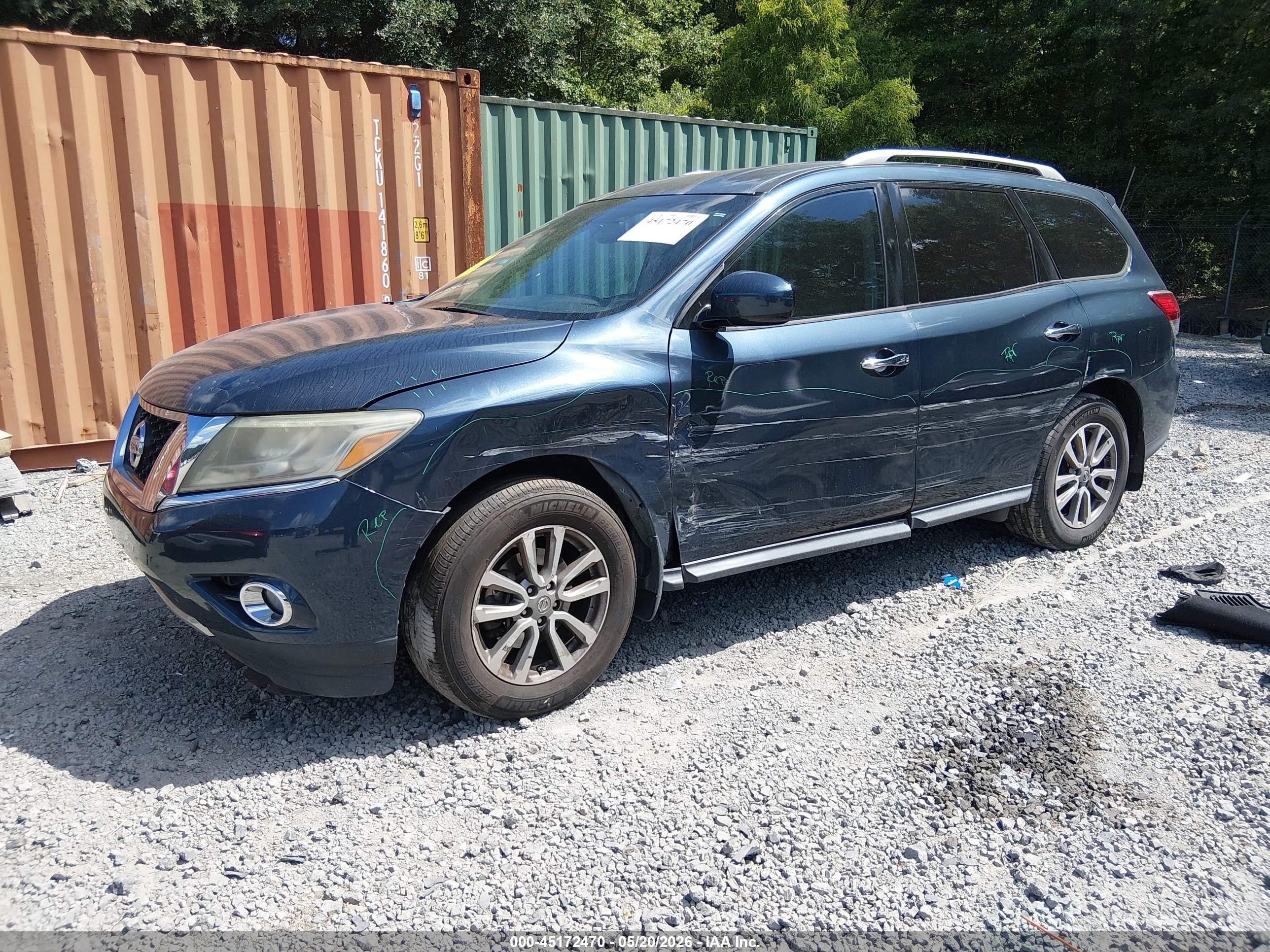 2015 Nissan Pathfinder Sv Blue vin: 5N1AR2MN0FC692727