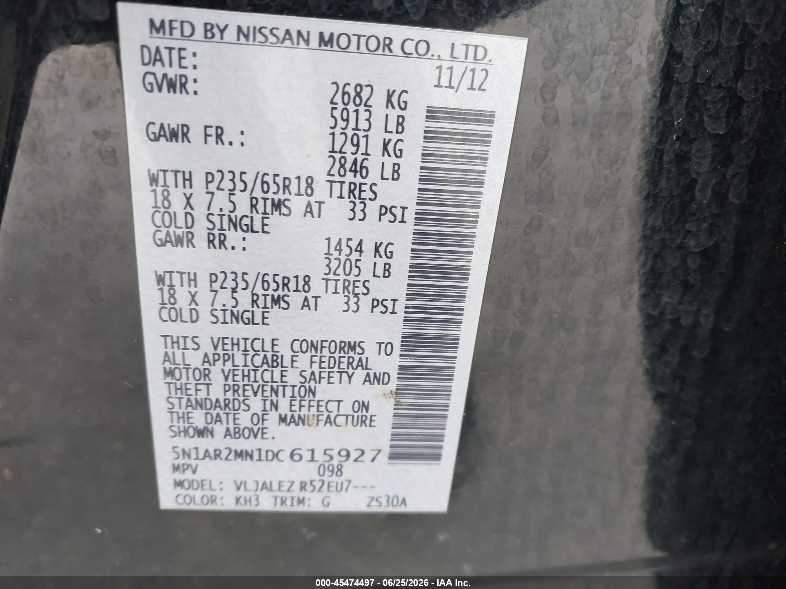 2013 Nissan Pathfinder Sv Black vin: 5N1AR2MN1DC615927