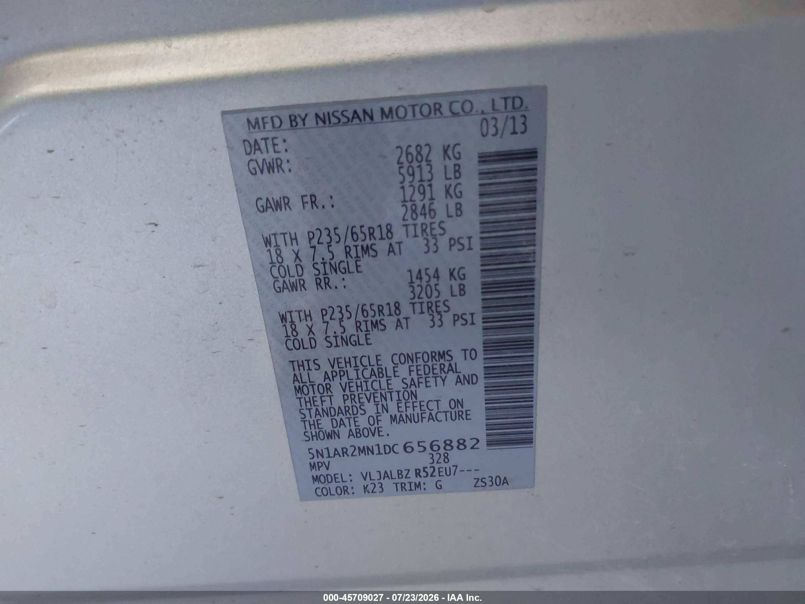 2013 Nissan Pathfinder S Silver vin: 5N1AR2MN1DC656882