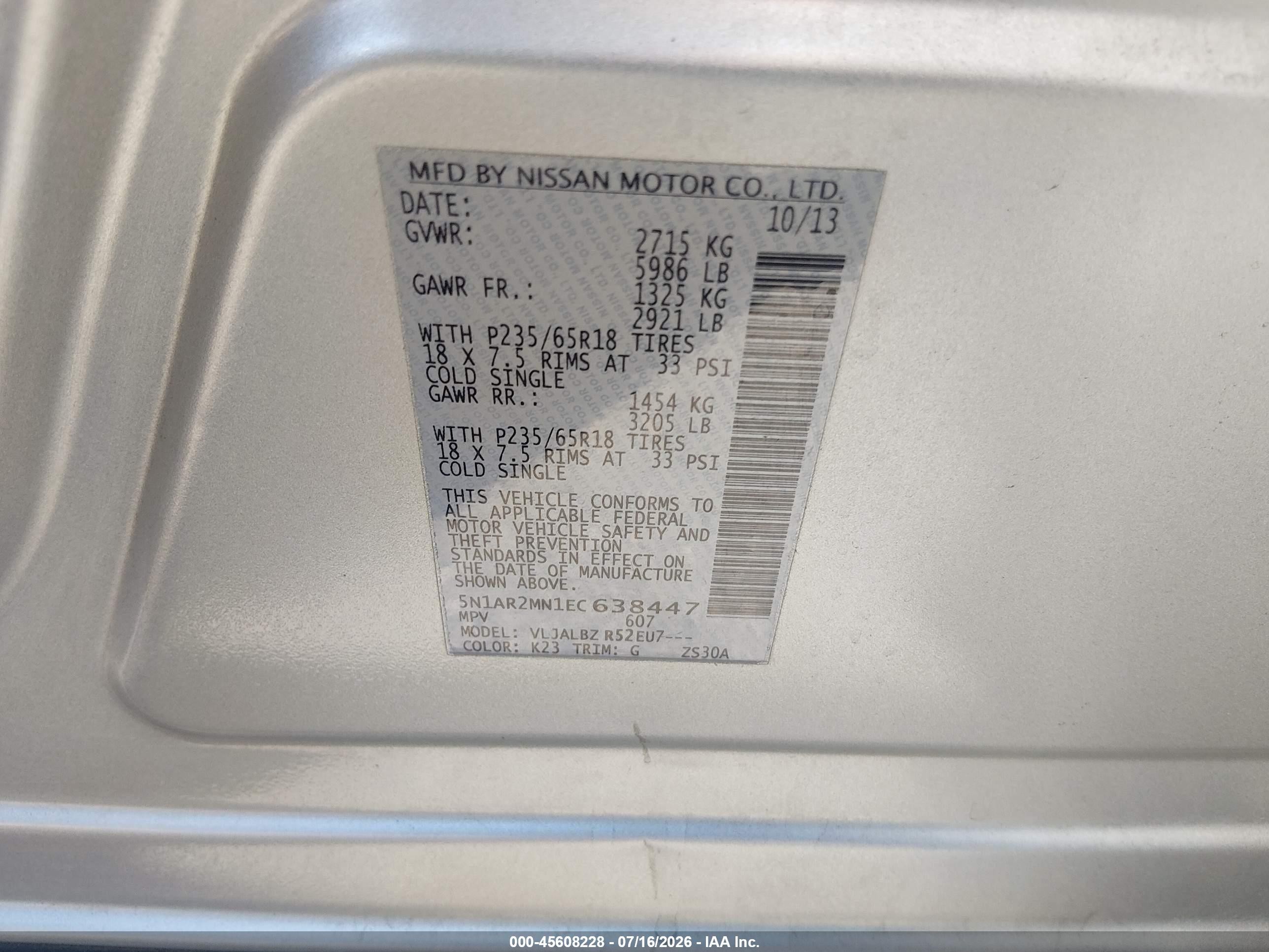 2014 Nissan Pathfinder S Silver vin: 5N1AR2MN1EC638447