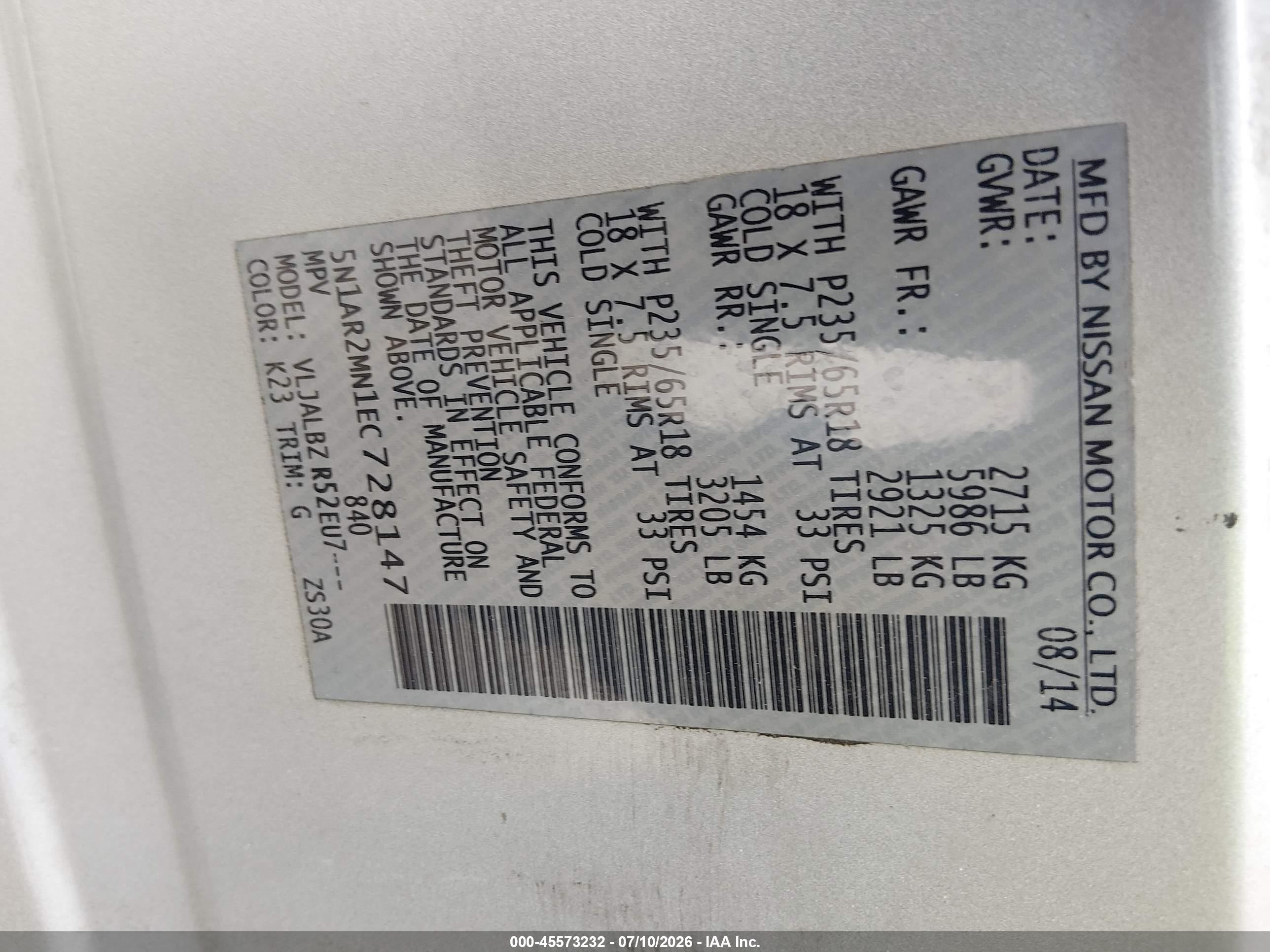 2014 Nissan Pathfinder S Silver vin: 5N1AR2MN1EC728147