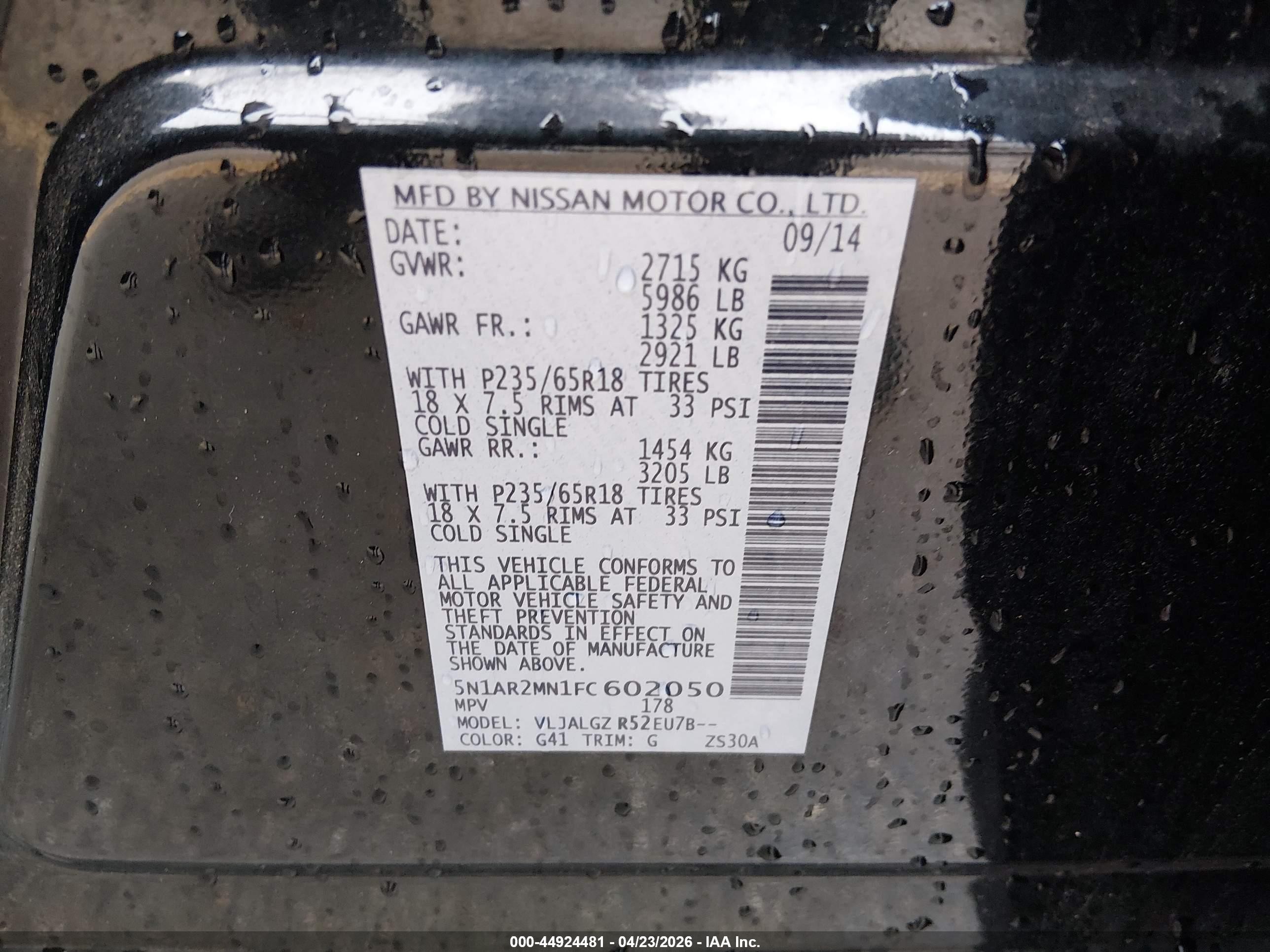2015 Nissan Pathfinder Sl Black vin: 5N1AR2MN1FC602050