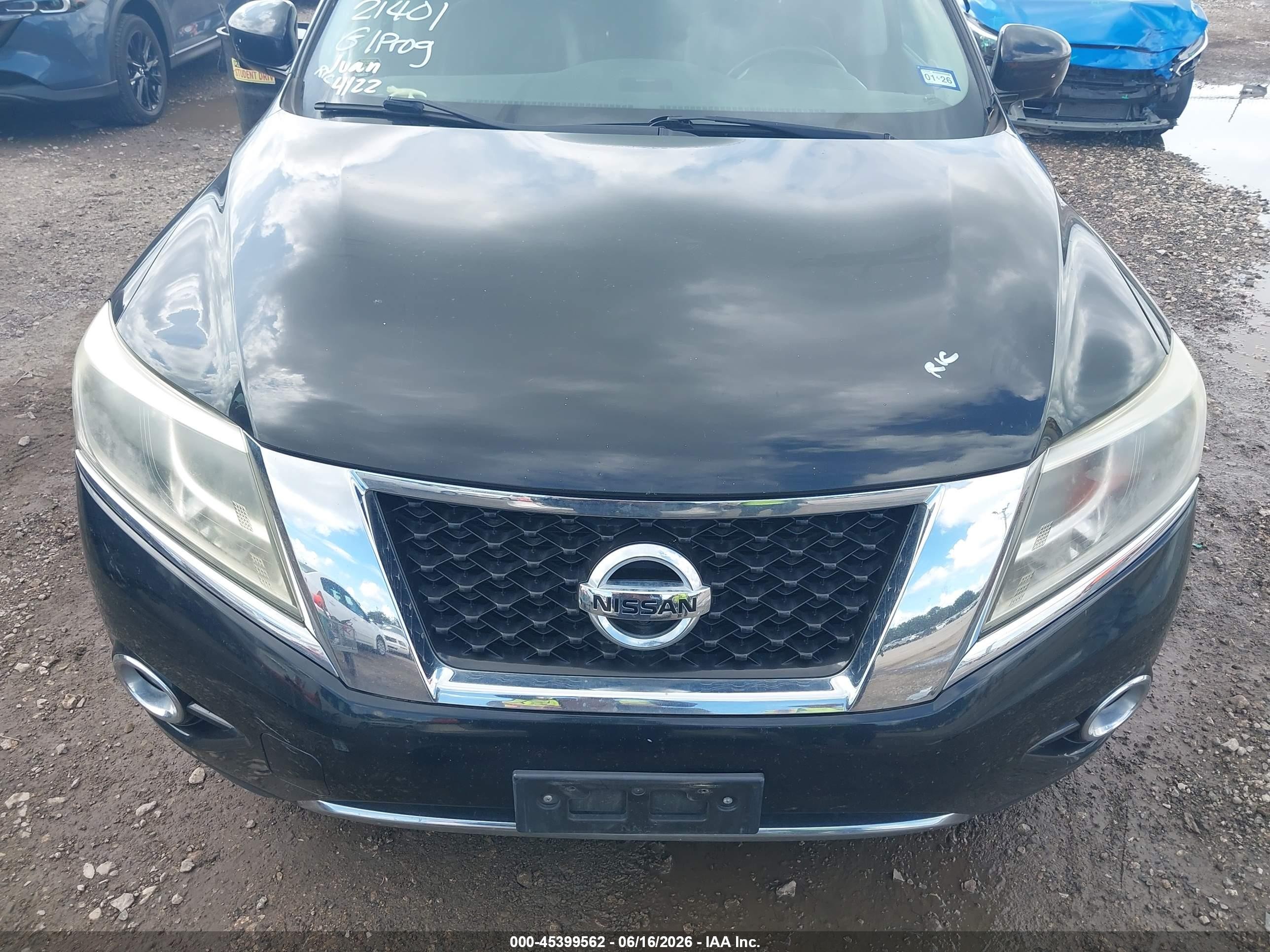 2015 Nissan Pathfinder Sl Black vin: 5N1AR2MN1FC617633