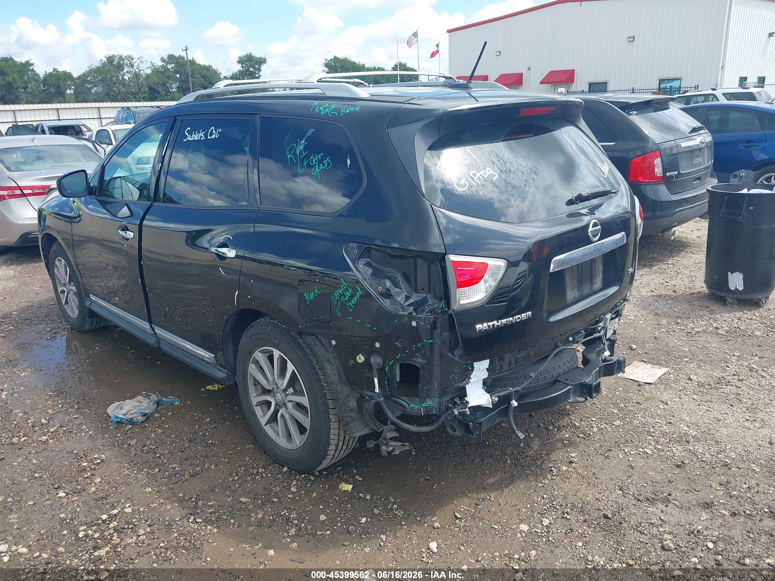 2015 Nissan Pathfinder Sl Black vin: 5N1AR2MN1FC617633