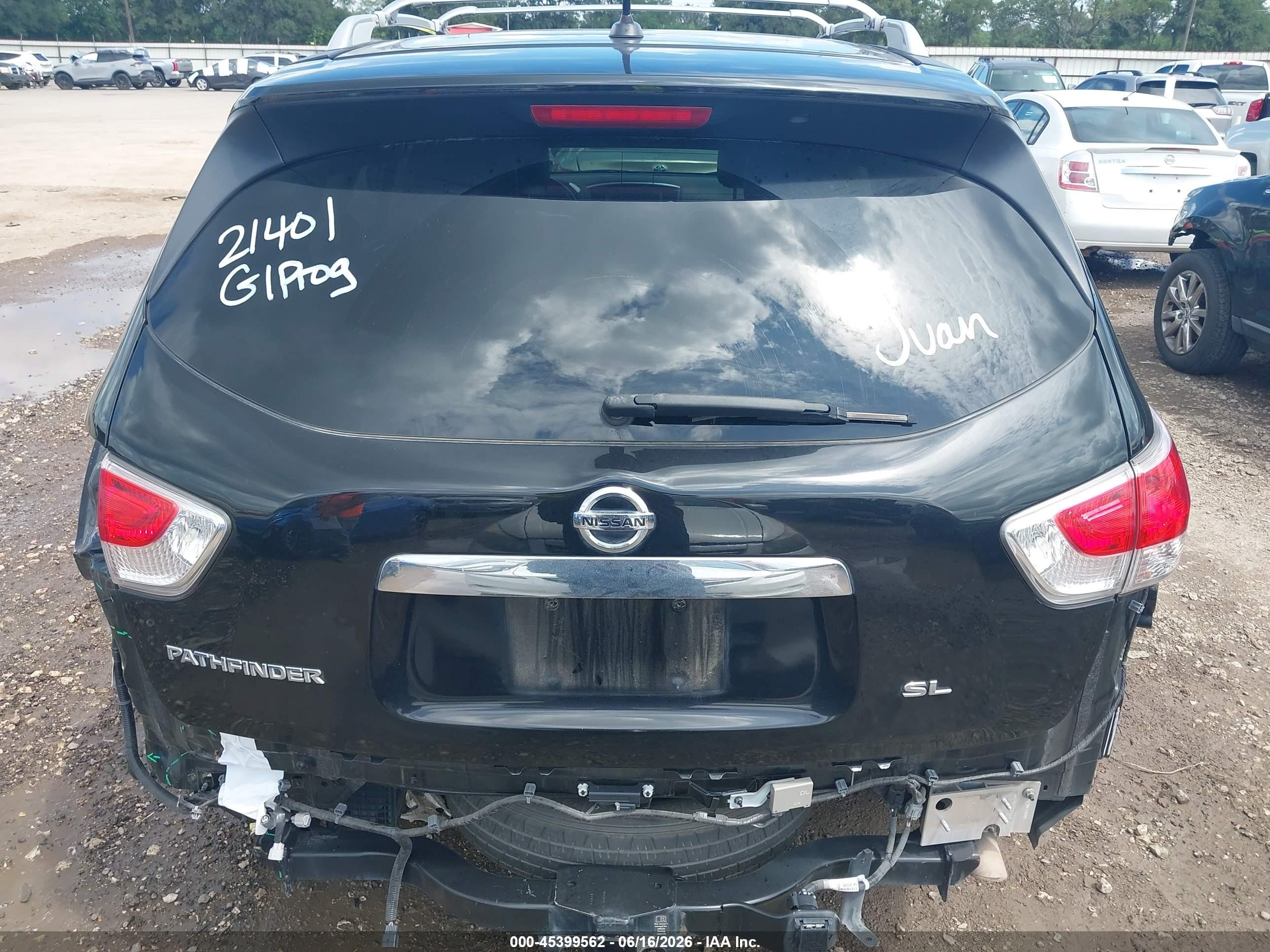2015 Nissan Pathfinder Sl Black vin: 5N1AR2MN1FC617633