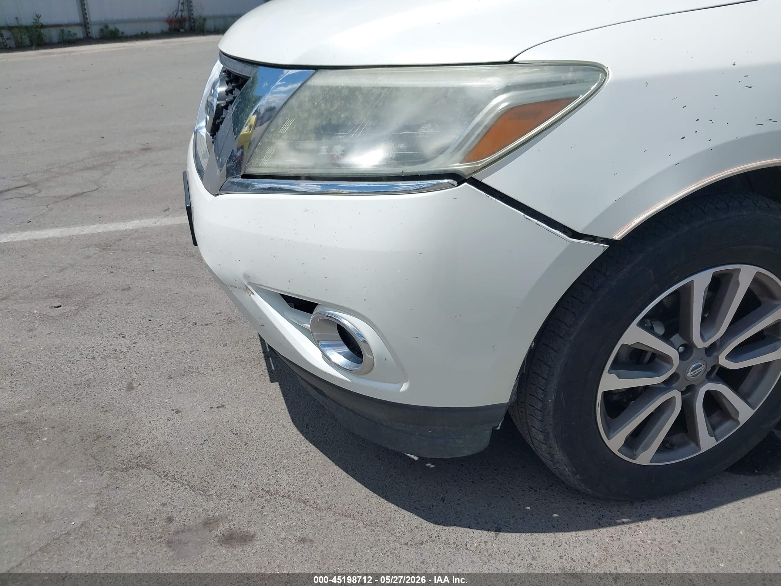 2015 Nissan Pathfinder Sl White vin: 5N1AR2MN1FC662670