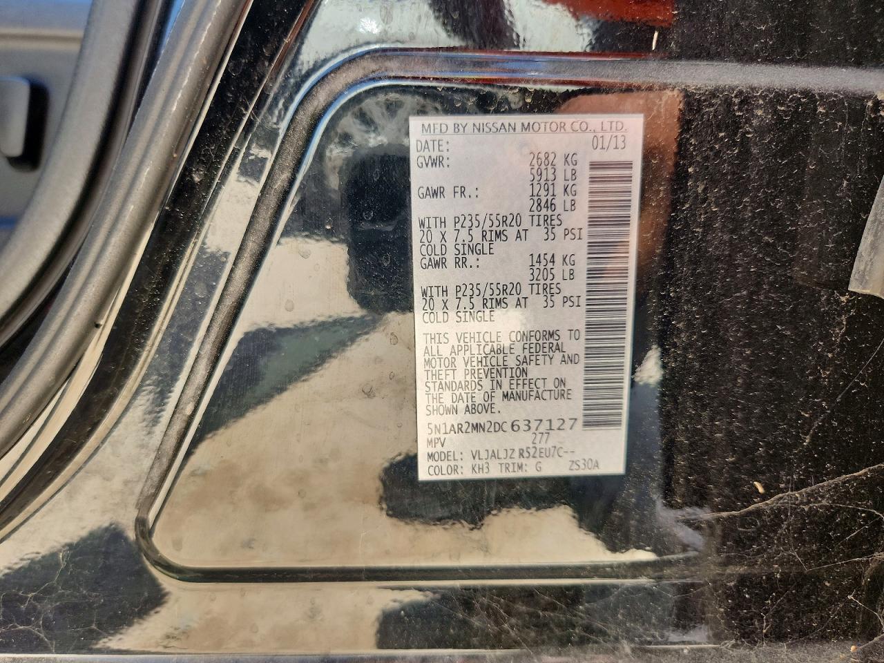 2013 Nissan Pathfinder S Black vin: 5N1AR2MN2DC637127