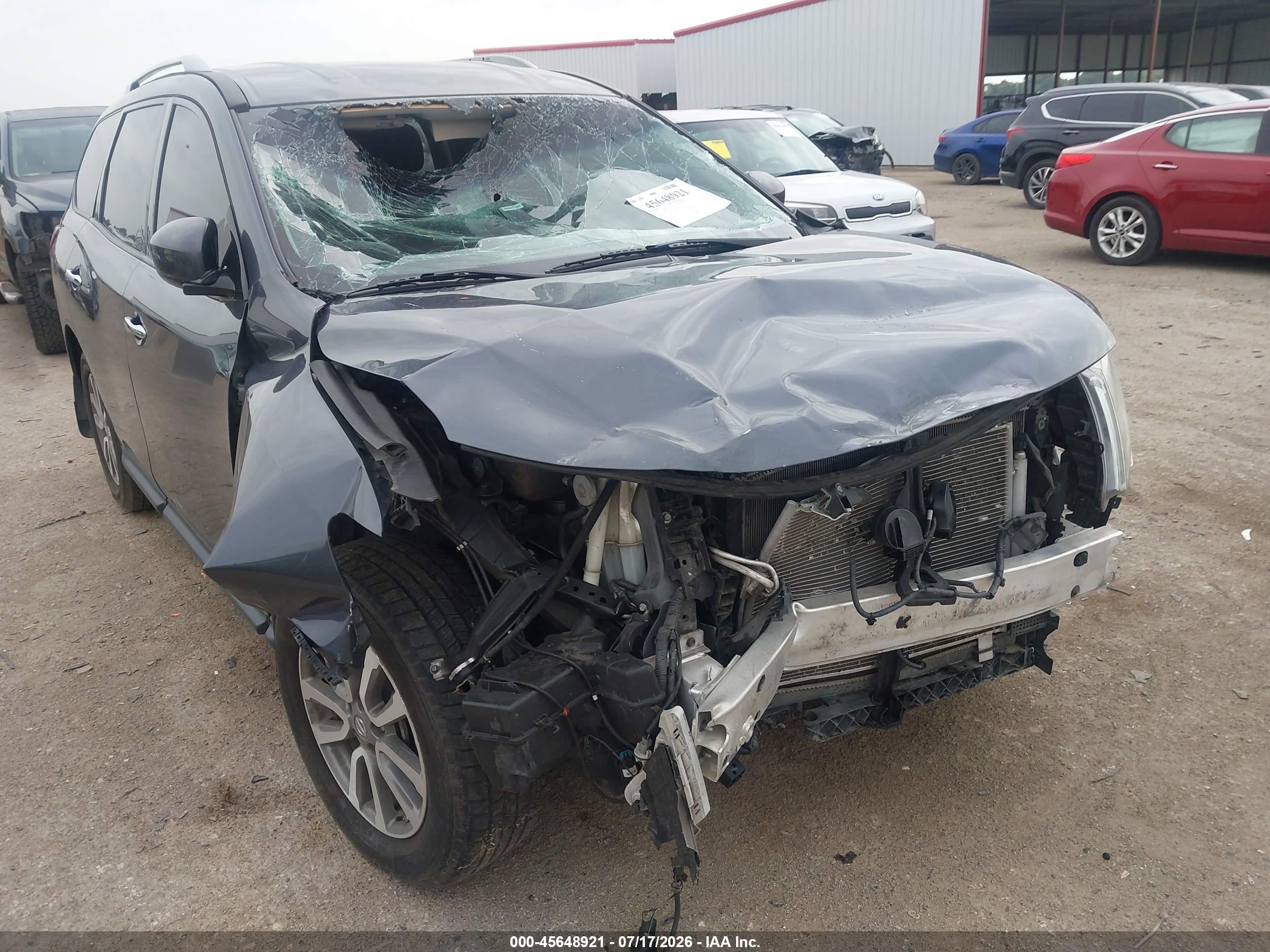 2013 Nissan Pathfinder Sv Gray vin: 5N1AR2MN2DC651268