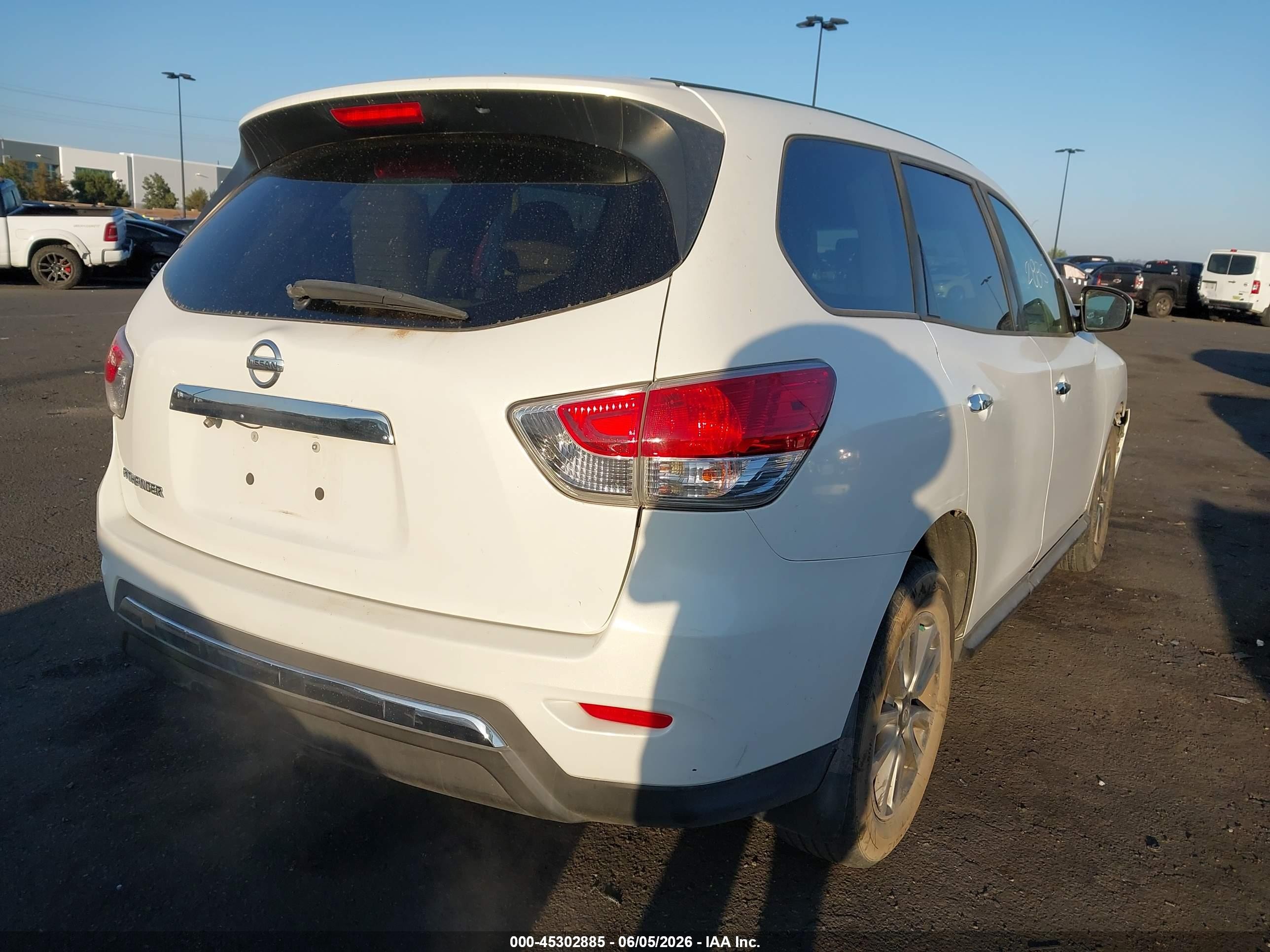 2013 Nissan Pathfinder S White vin: 5N1AR2MN2DC654252