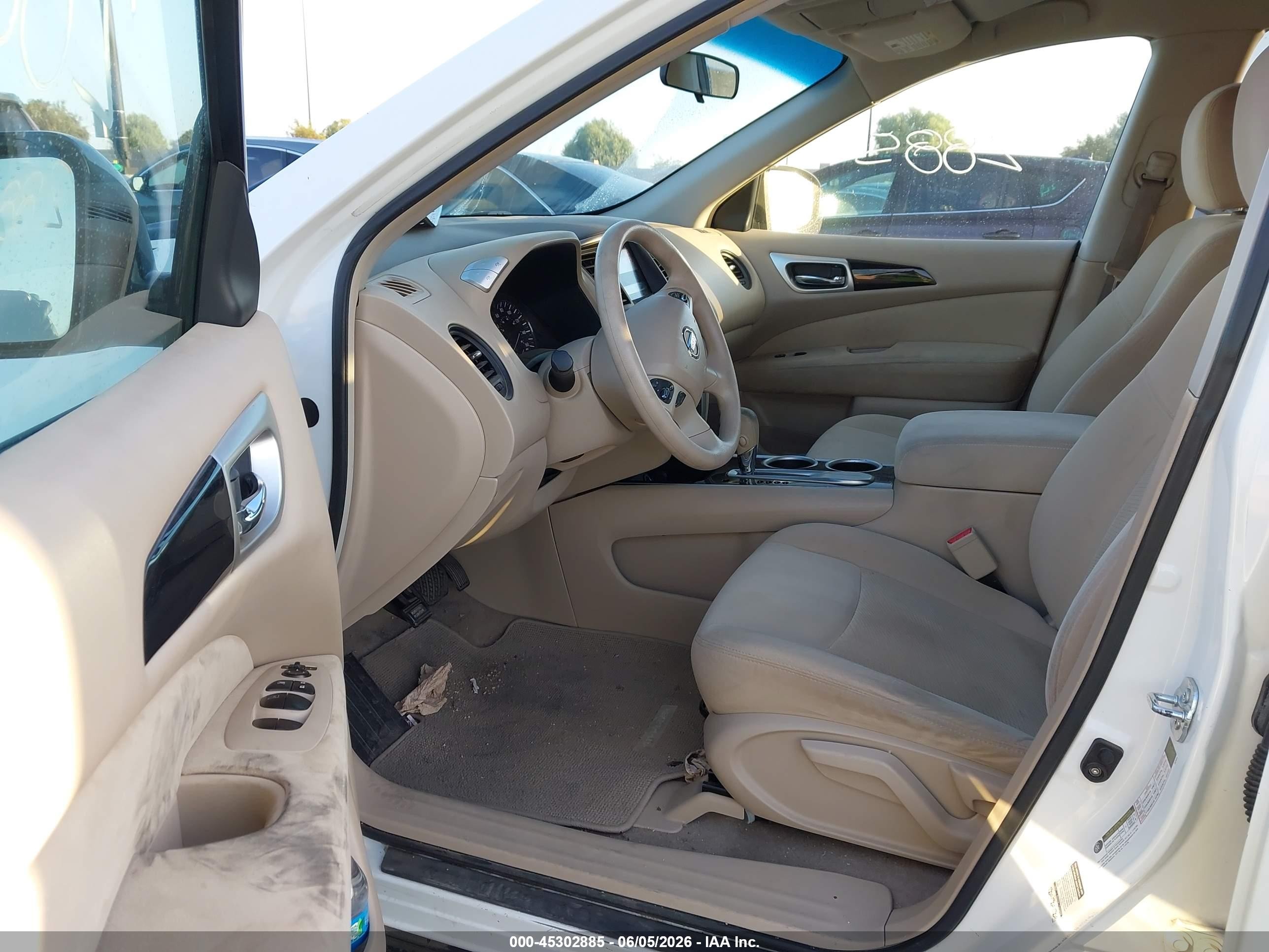 2013 Nissan Pathfinder S White vin: 5N1AR2MN2DC654252