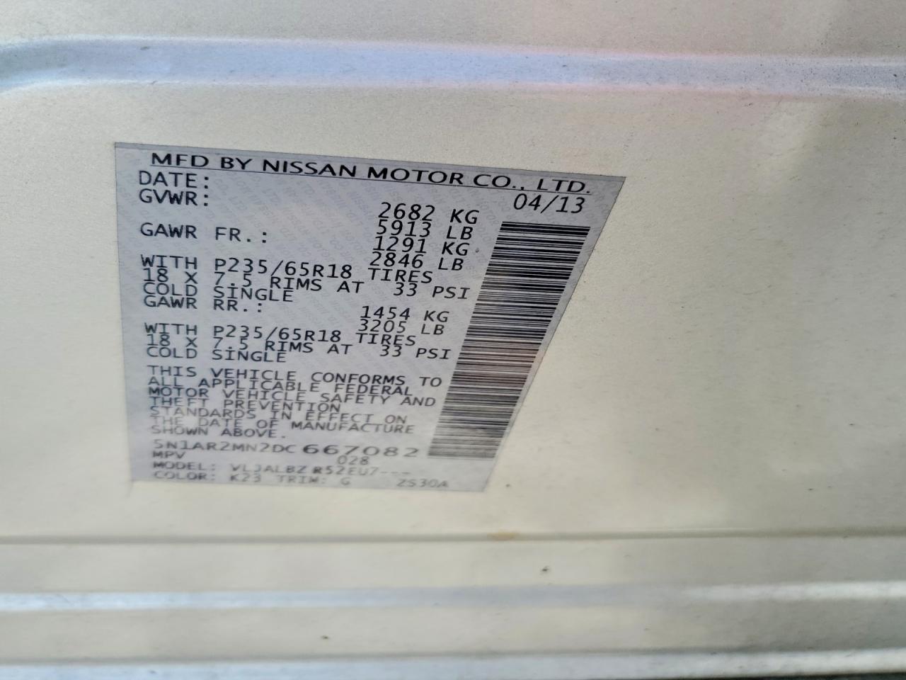 2013 Nissan Pathfinder S Silver vin: 5N1AR2MN2DC667082