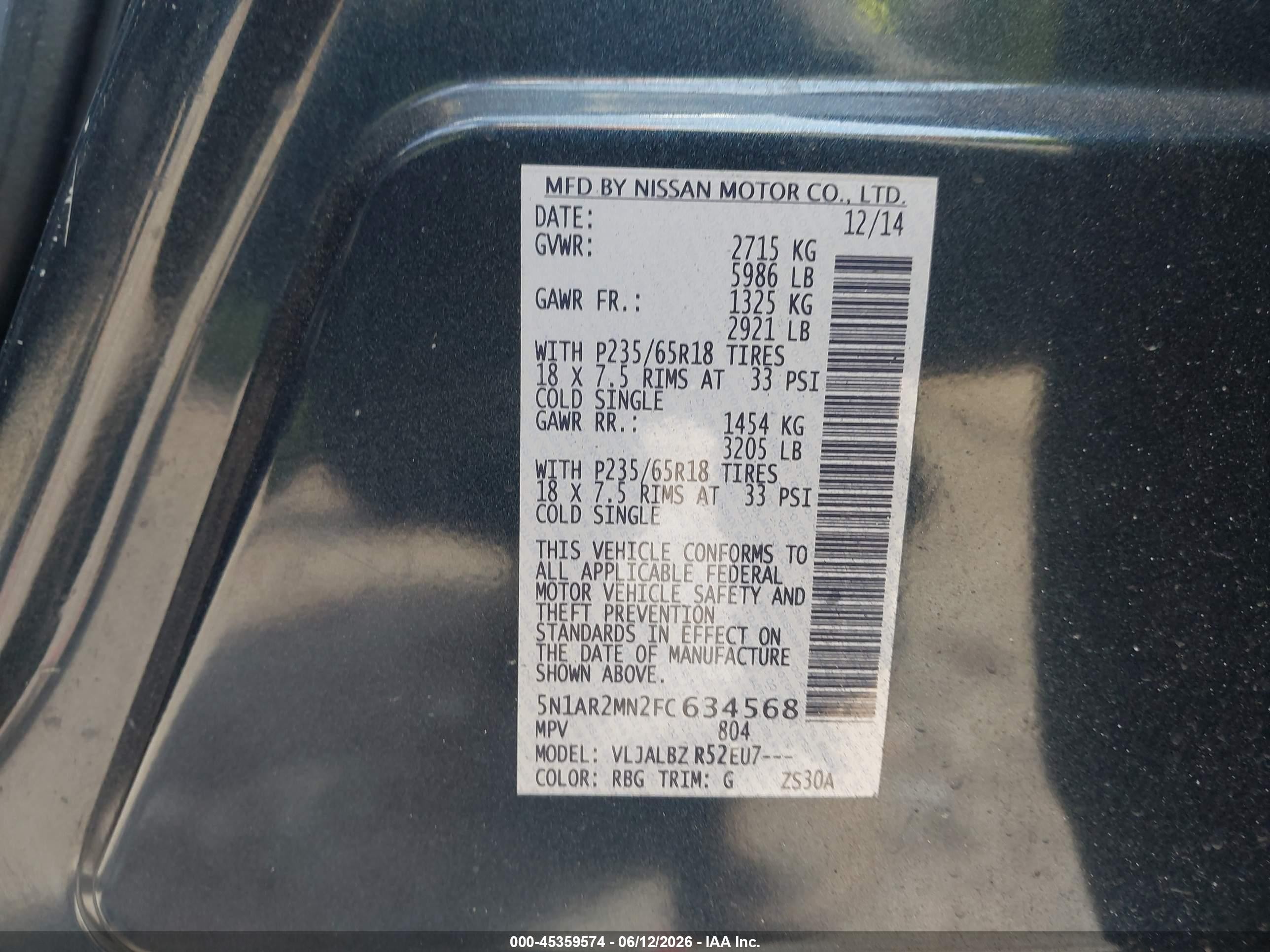 2015 Nissan Pathfinder S Синий vin: 5N1AR2MN2FC634568