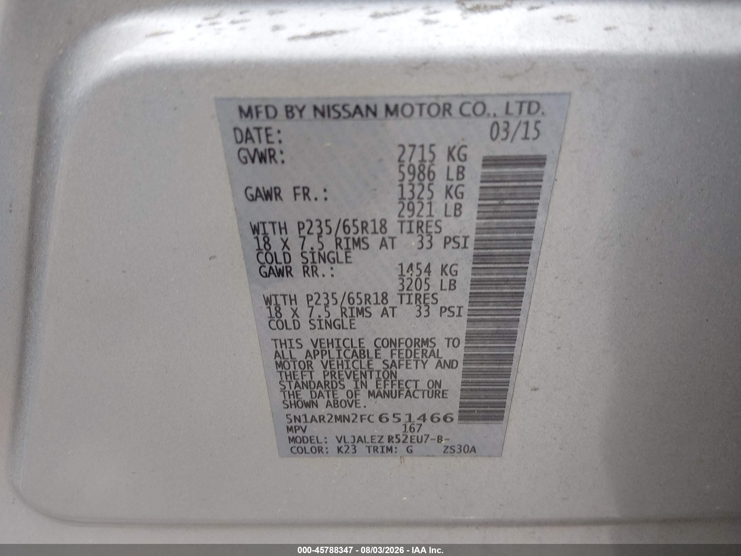 2015 Nissan Pathfinder   Серебряный vin: 5N1AR2MN2FC651466