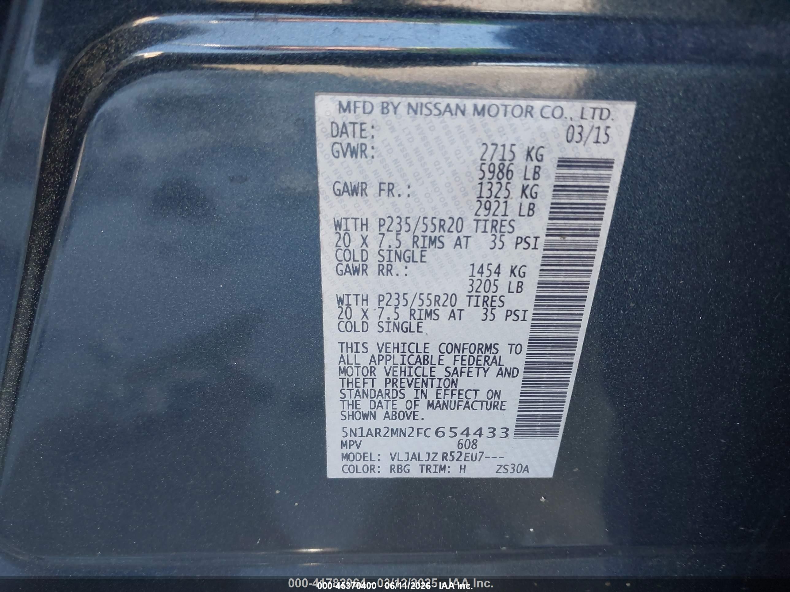 2015 Nissan Pathfinder Platinum Черный vin: 5N1AR2MN2FC654433