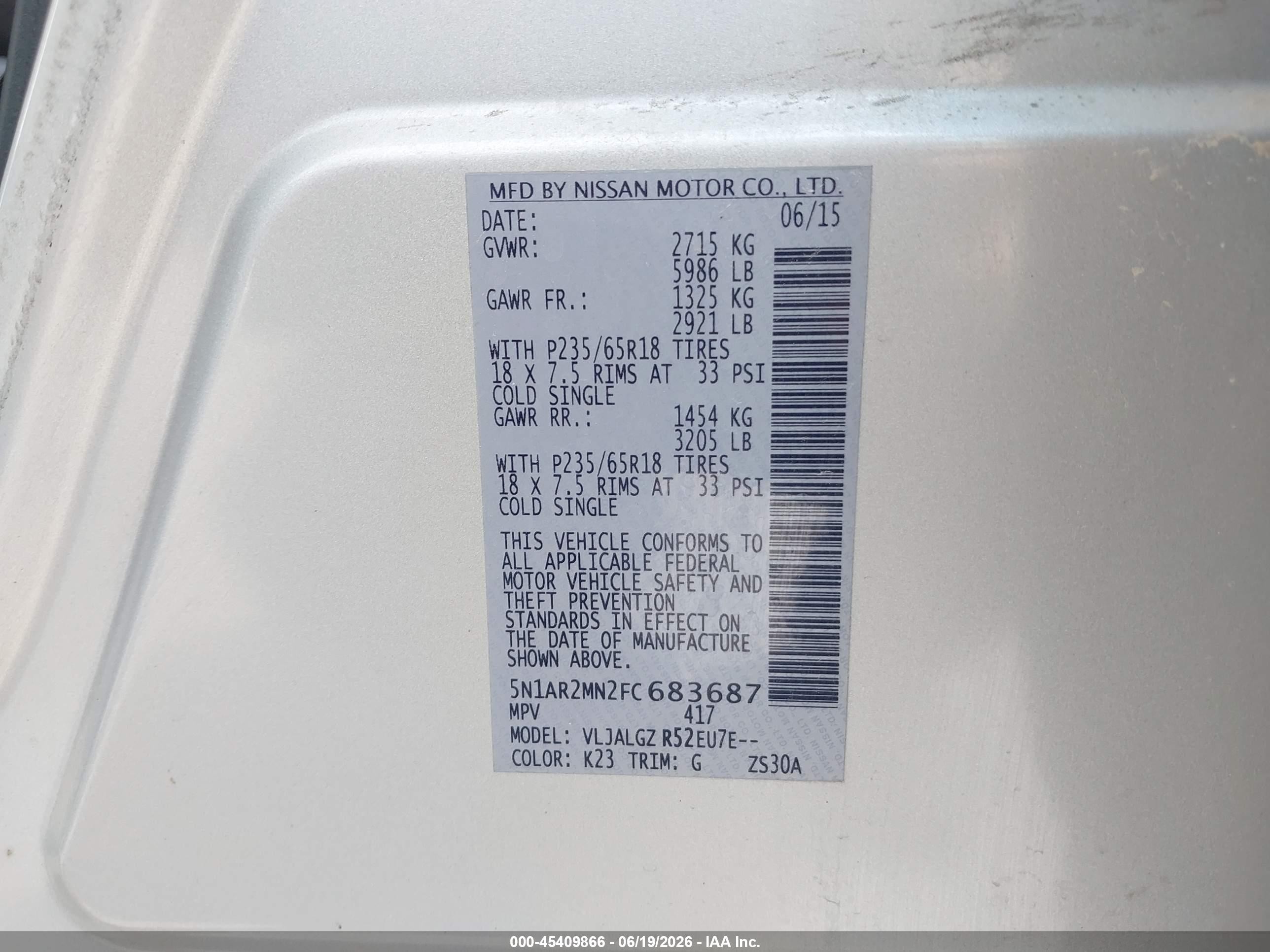 2015 Nissan Pathfinder Sl Silver vin: 5N1AR2MN2FC683687