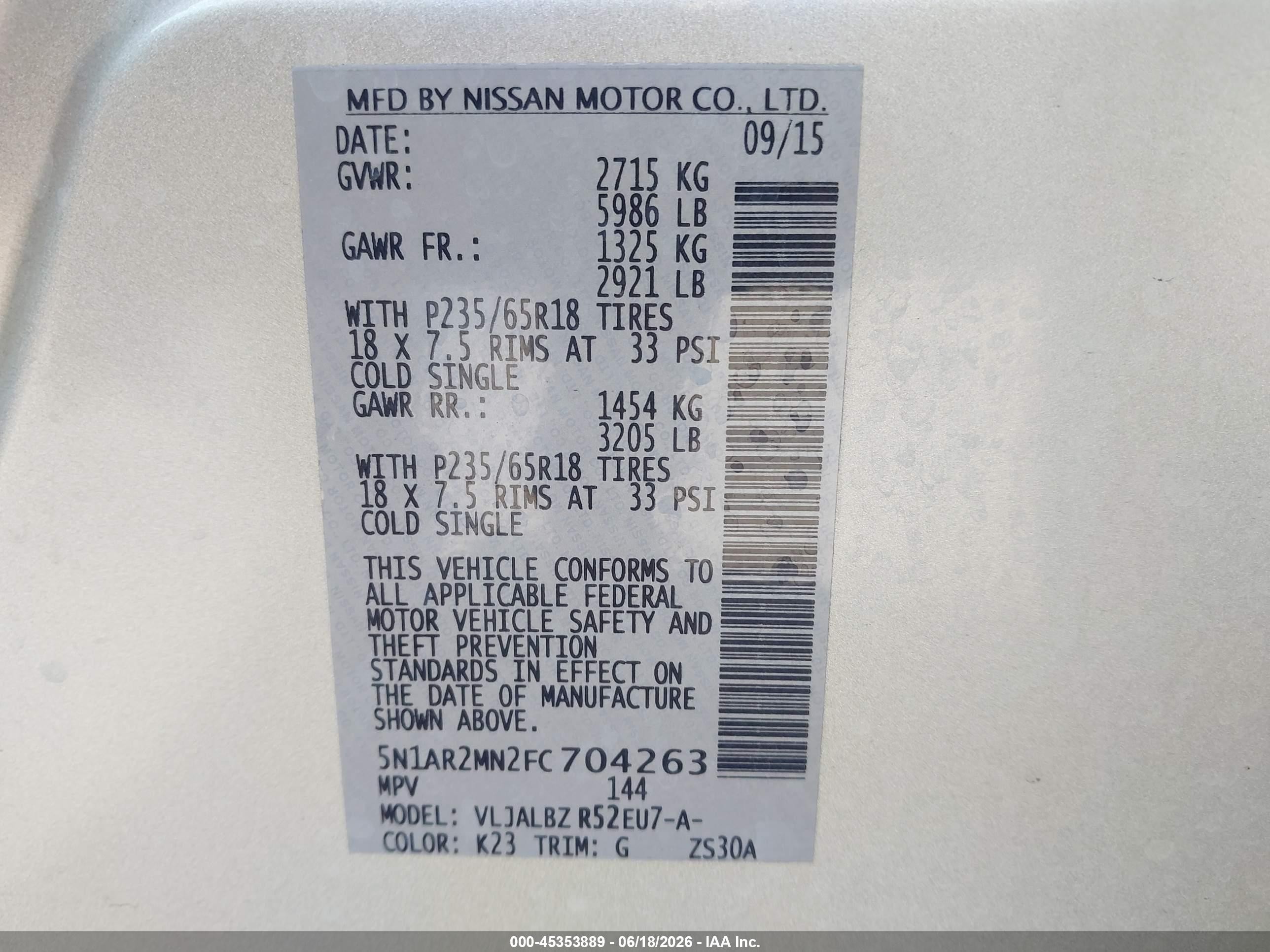 2015 Nissan Pathfinder S Silver vin: 5N1AR2MN2FC704263