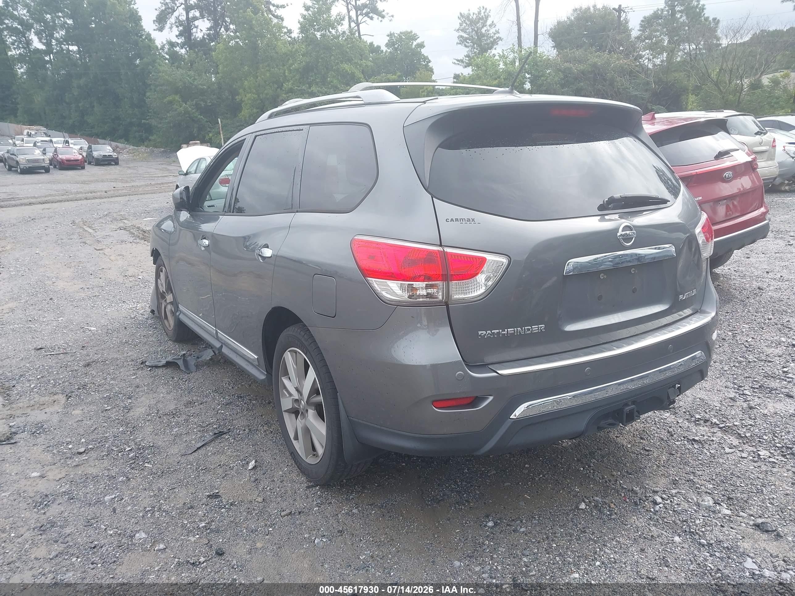 2015 Nissan Pathfinder Platinum Gray vin: 5N1AR2MN2FC711374