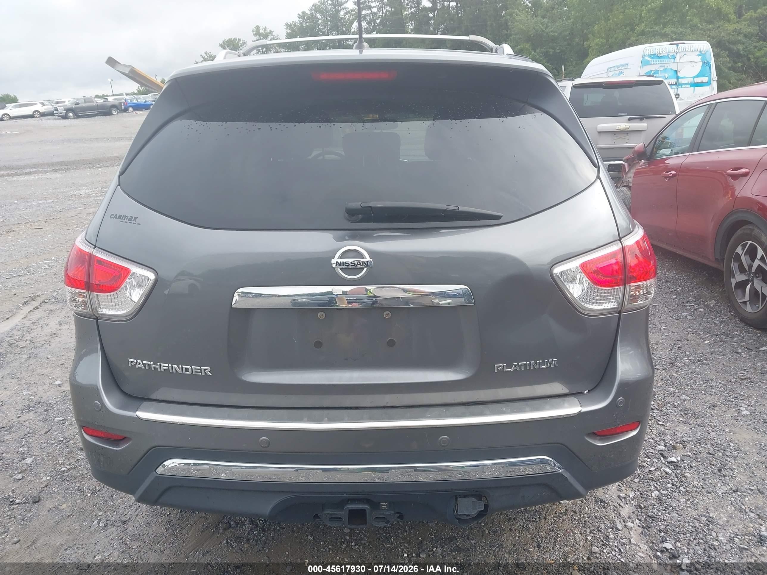 2015 Nissan Pathfinder Platinum Gray vin: 5N1AR2MN2FC711374