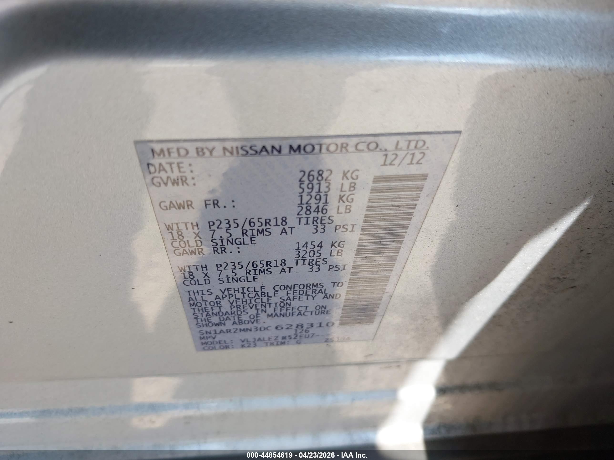 2013 Nissan Pathfinder Sv Silver vin: 5N1AR2MN3DC628310