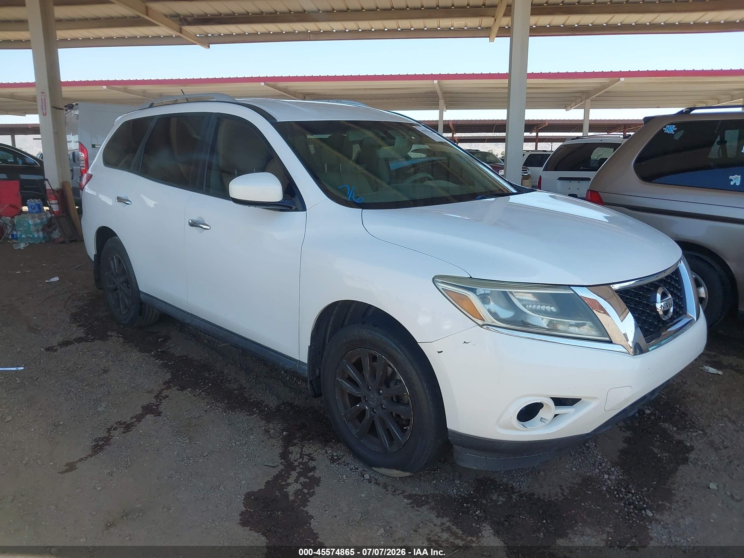2013 Nissan Pathfinder Sv White vin: 5N1AR2MN3DC640473
