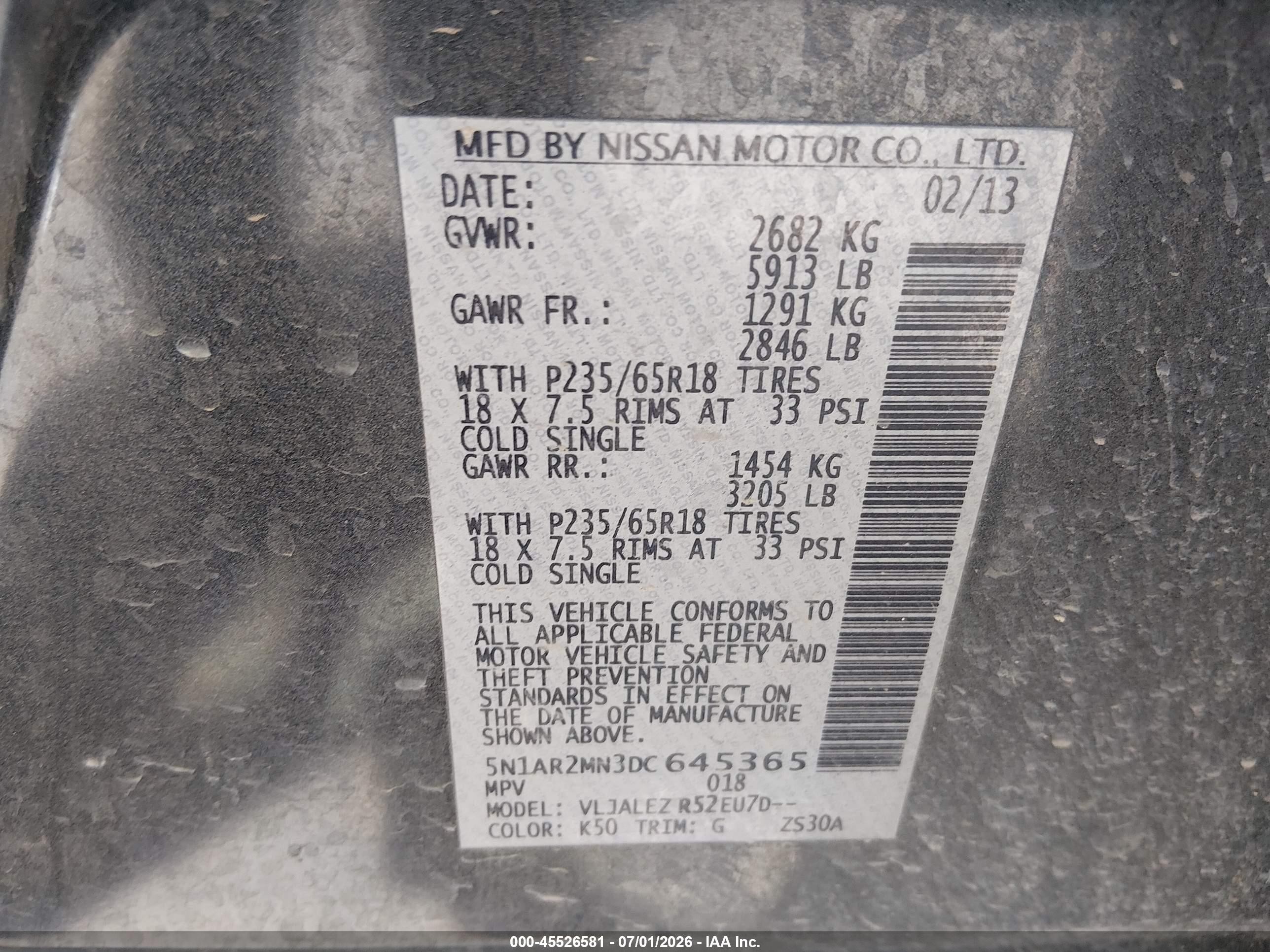 2013 Nissan Pathfinder Sv Gray vin: 5N1AR2MN3DC645365