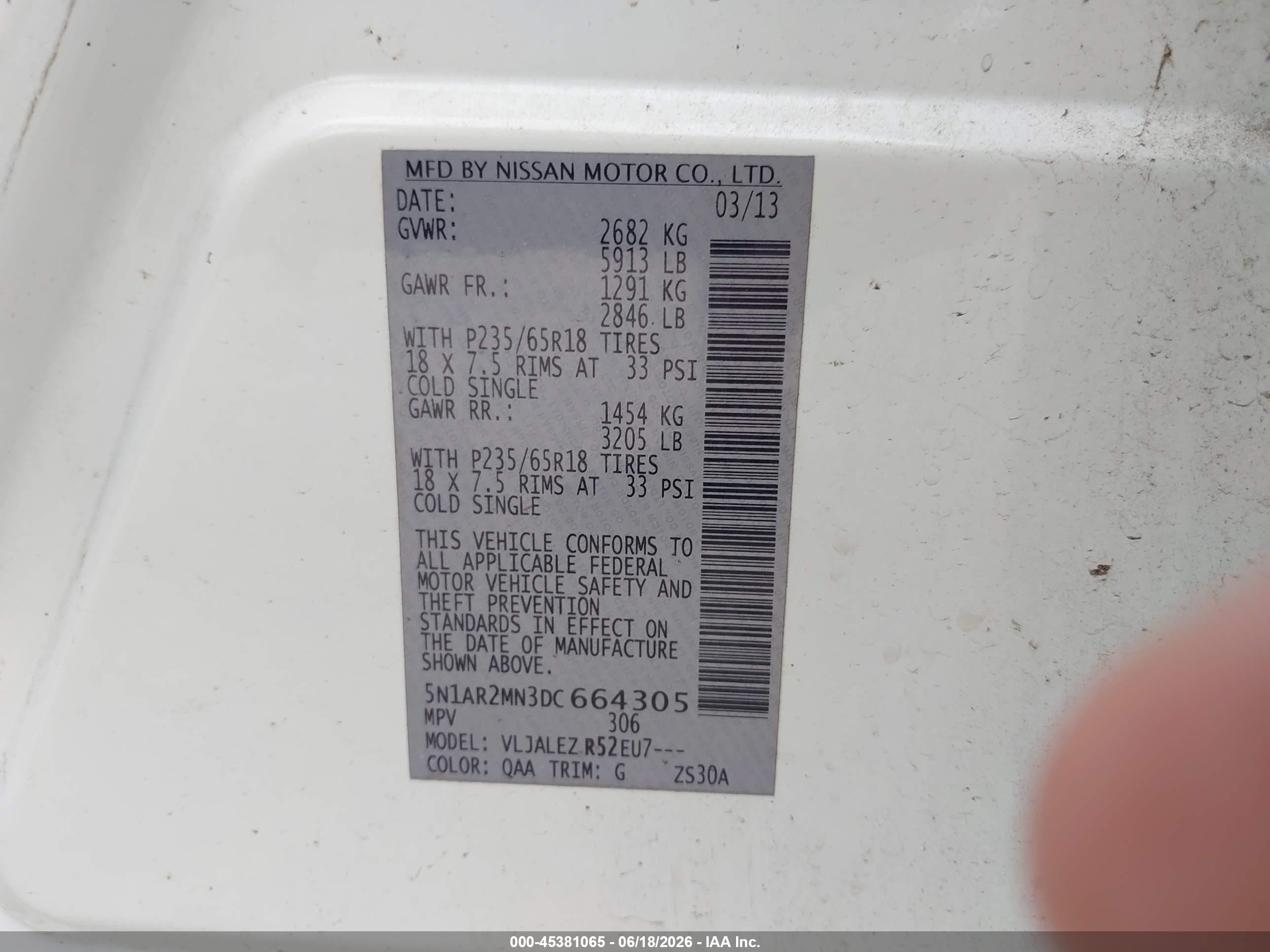 2013 Nissan Pathfinder Sv Белый vin: 5N1AR2MN3DC664305