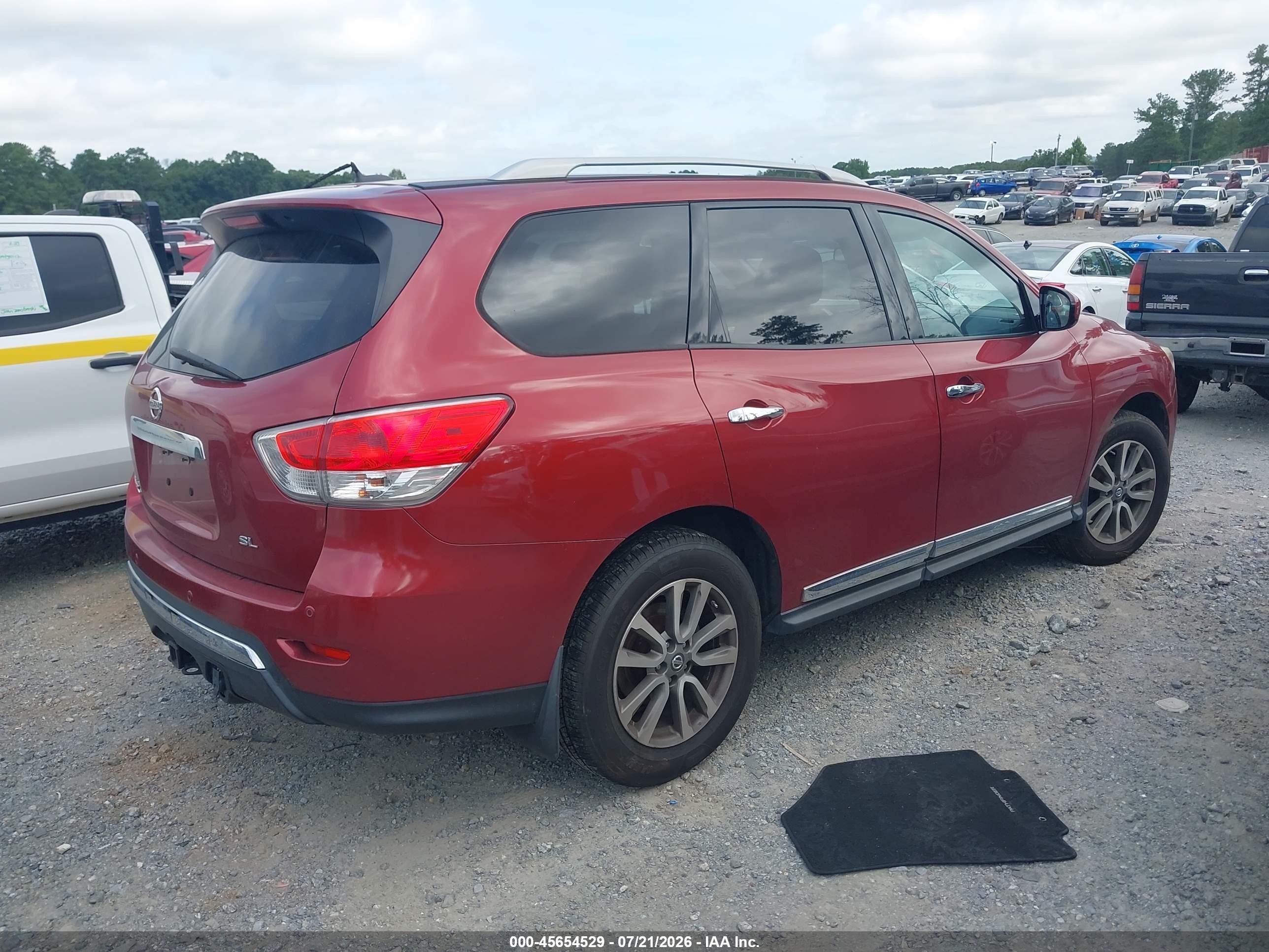 2013 Nissan Pathfinder Sl Red vin: 5N1AR2MN3DC665521