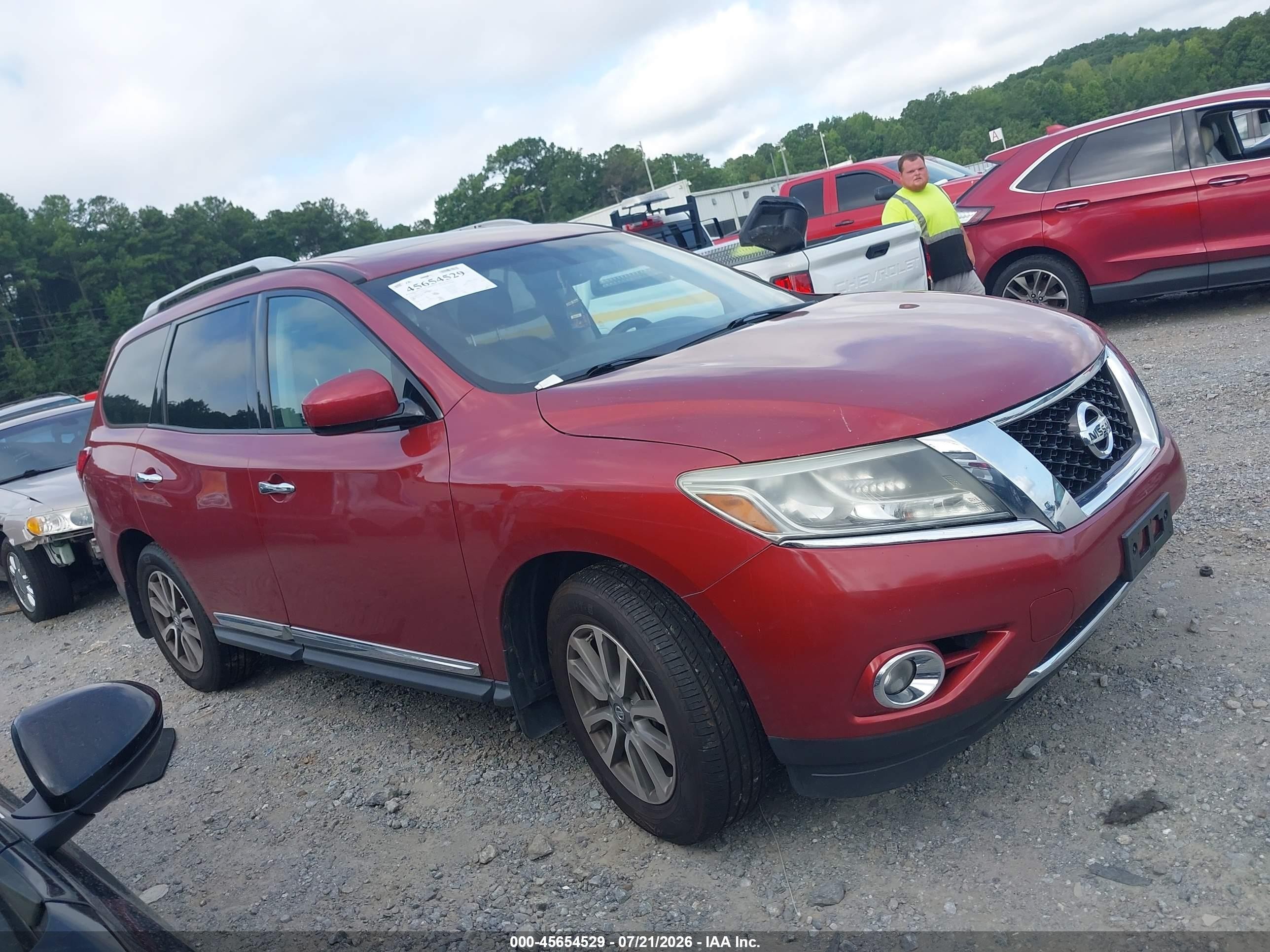 2013 Nissan Pathfinder Sl Red vin: 5N1AR2MN3DC665521