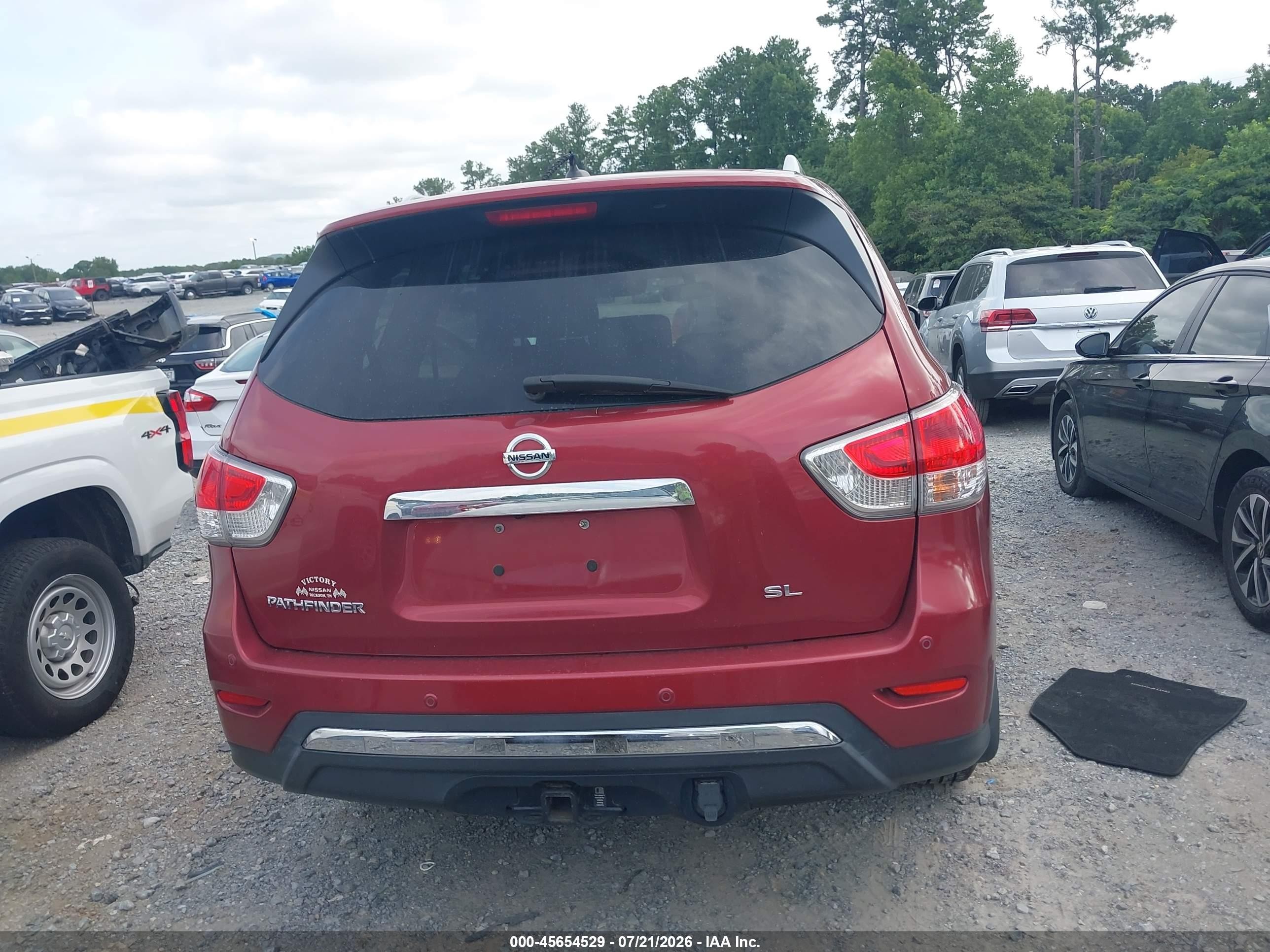 2013 Nissan Pathfinder Sl Red vin: 5N1AR2MN3DC665521