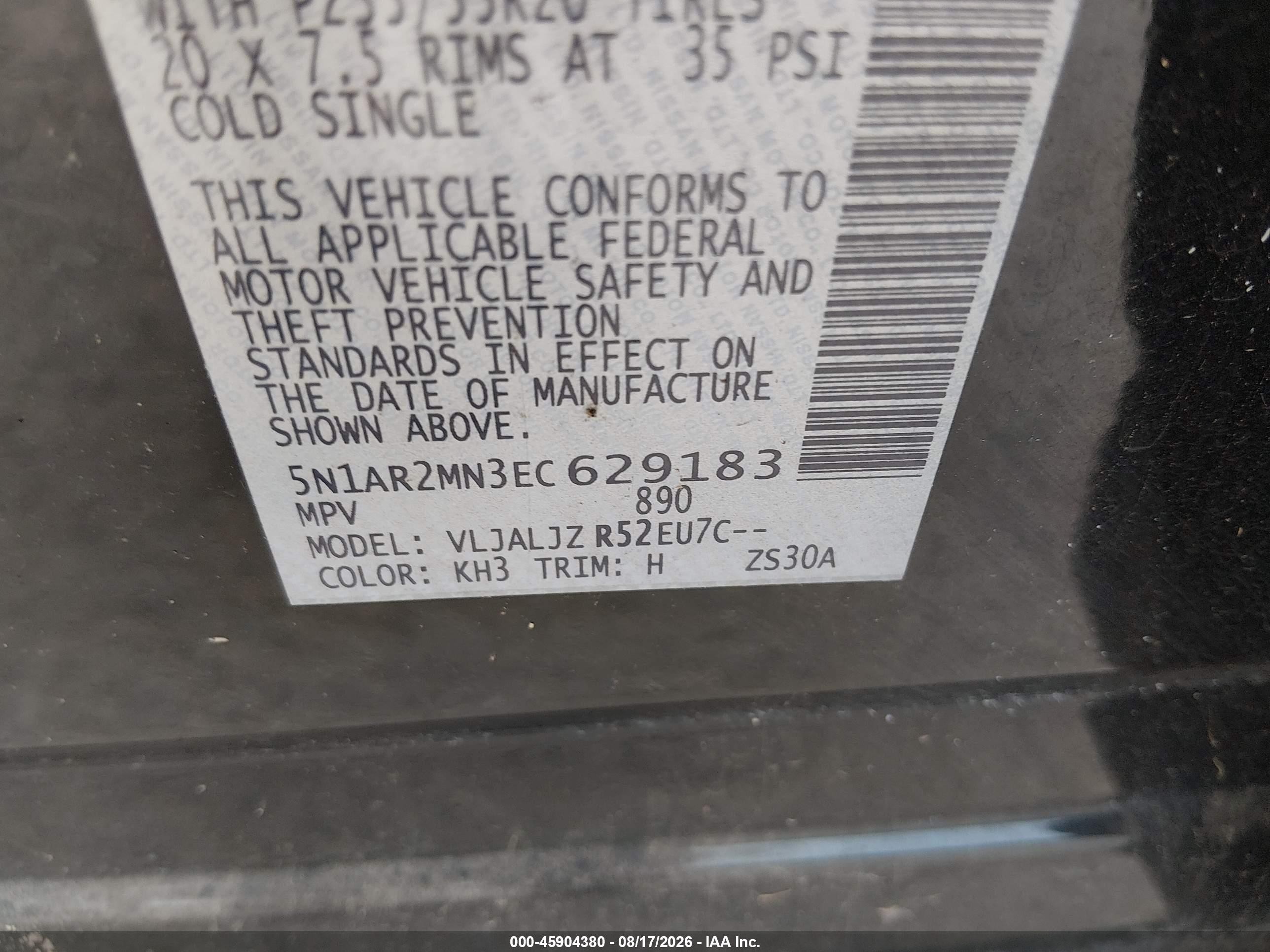 2014 Nissan Pathfinder Platinum Black vin: 5N1AR2MN3EC629183