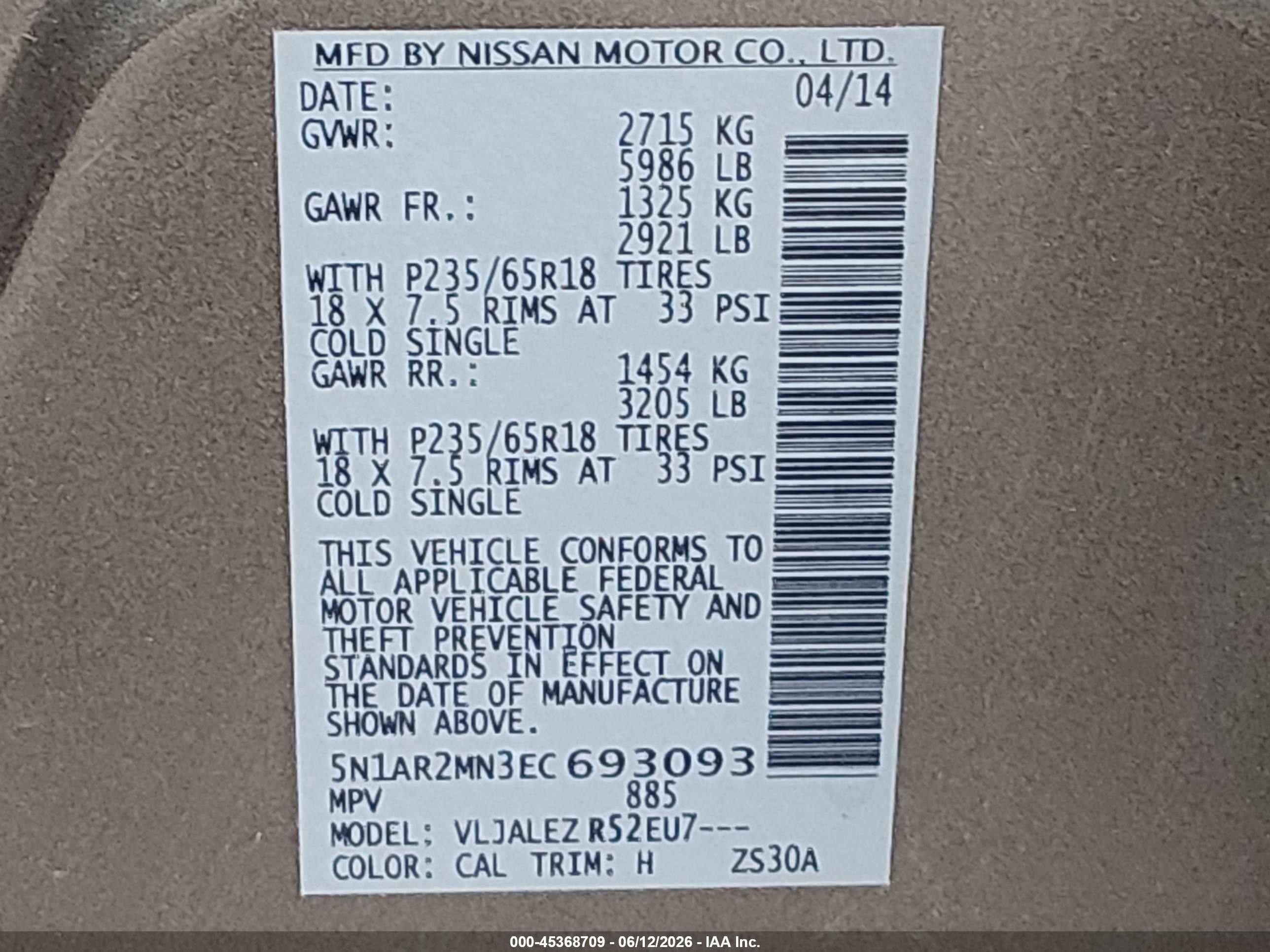 2014 Nissan Pathfinder Sv Gray vin: 5N1AR2MN3EC693093