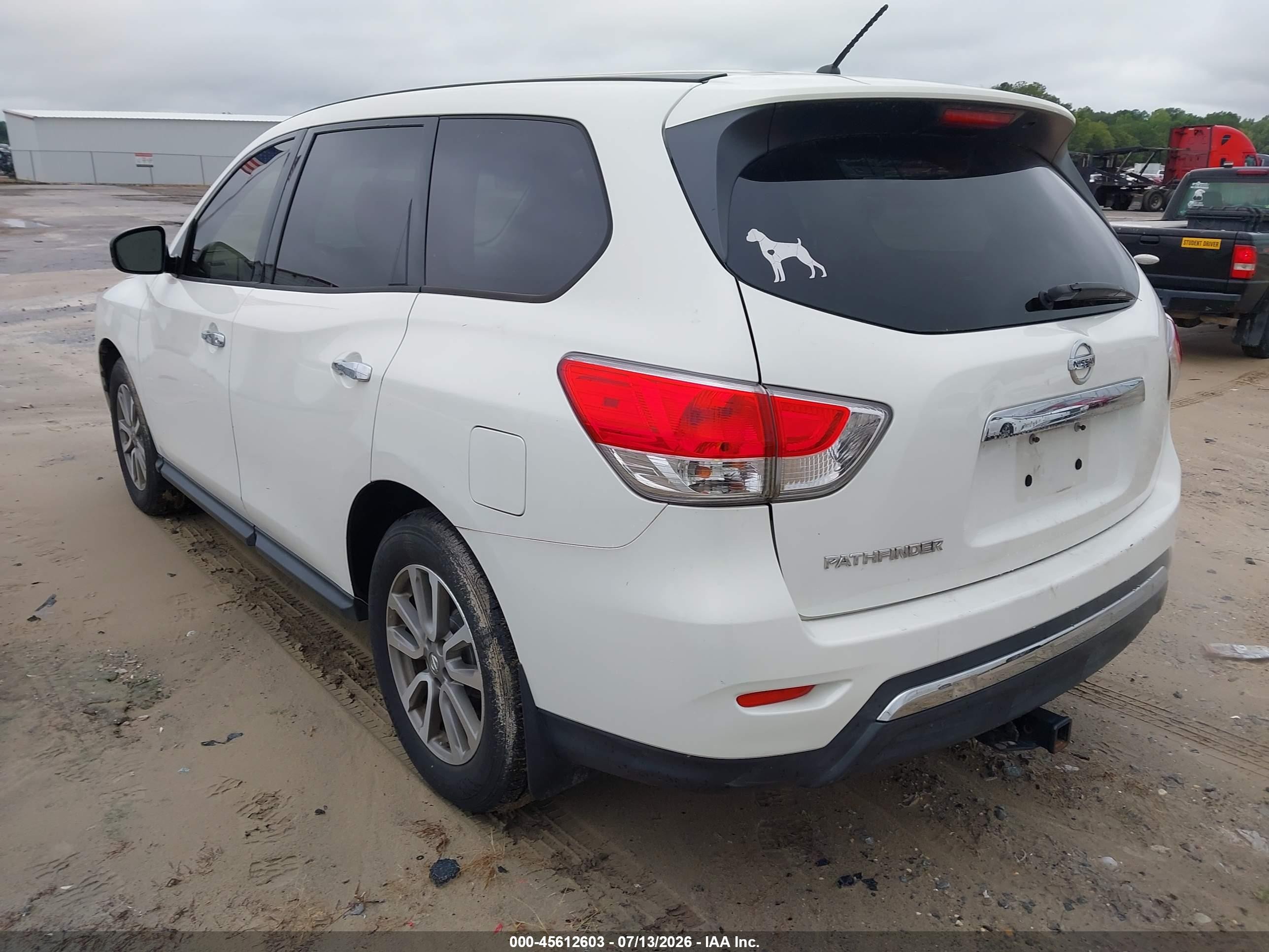 2014 Nissan Pathfinder S White vin: 5N1AR2MN3EC697516