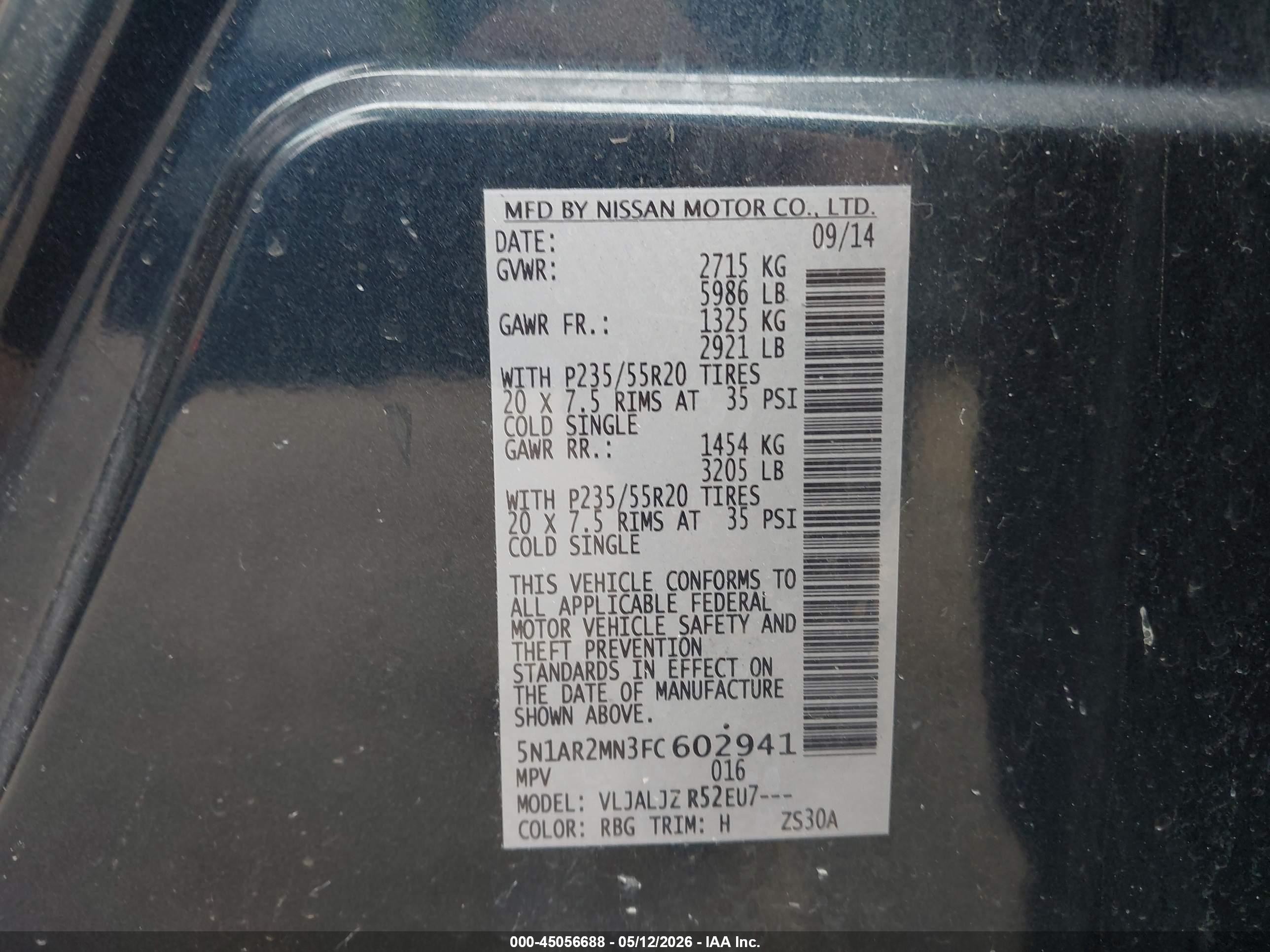2015 Nissan Pathfinder Platinum/s/sl/sv Синий vin: 5N1AR2MN3FC602941