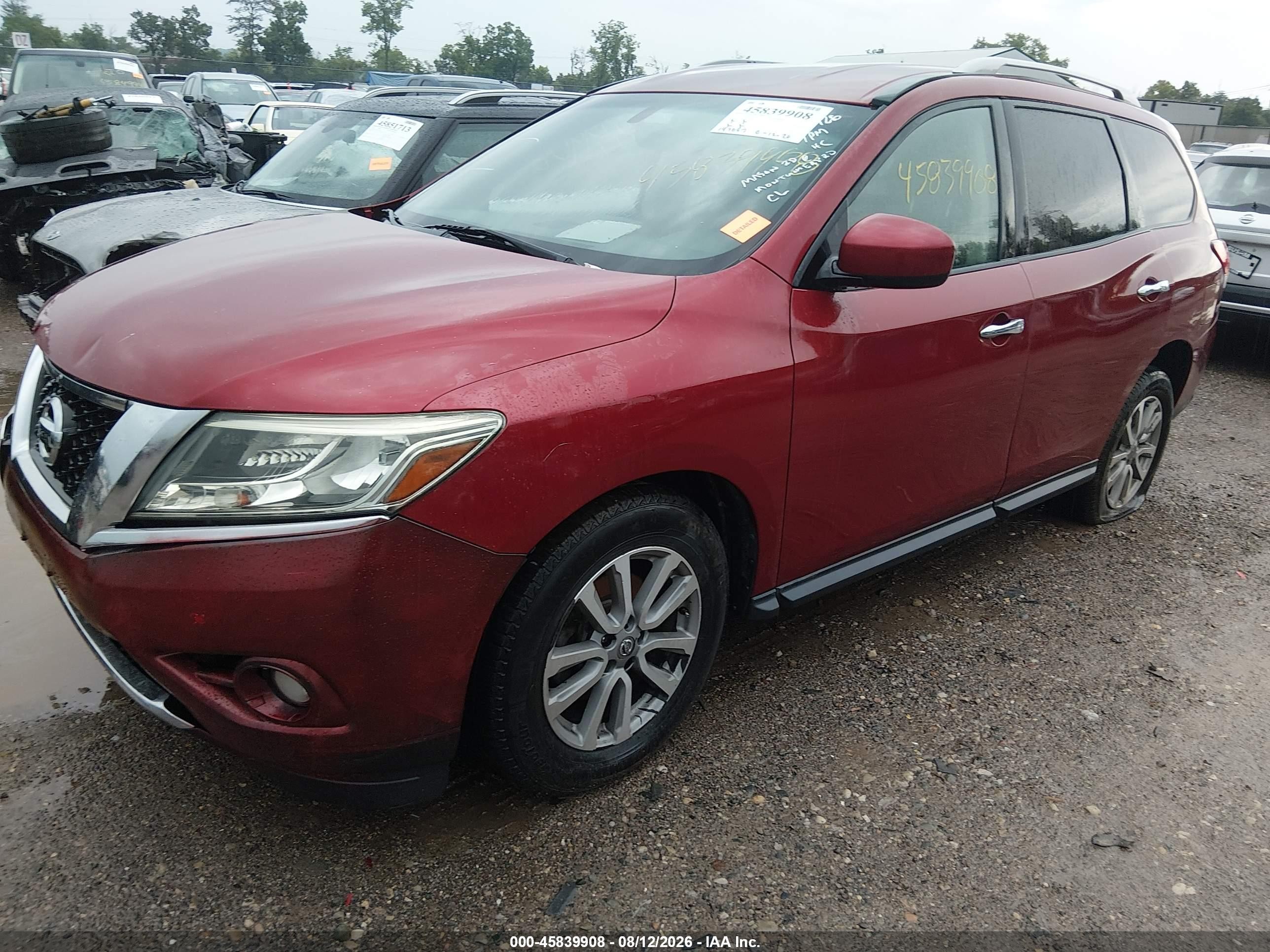 2015 Nissan Pathfinder Platinum/s/sl/sv Maroon vin: 5N1AR2MN3FC608528