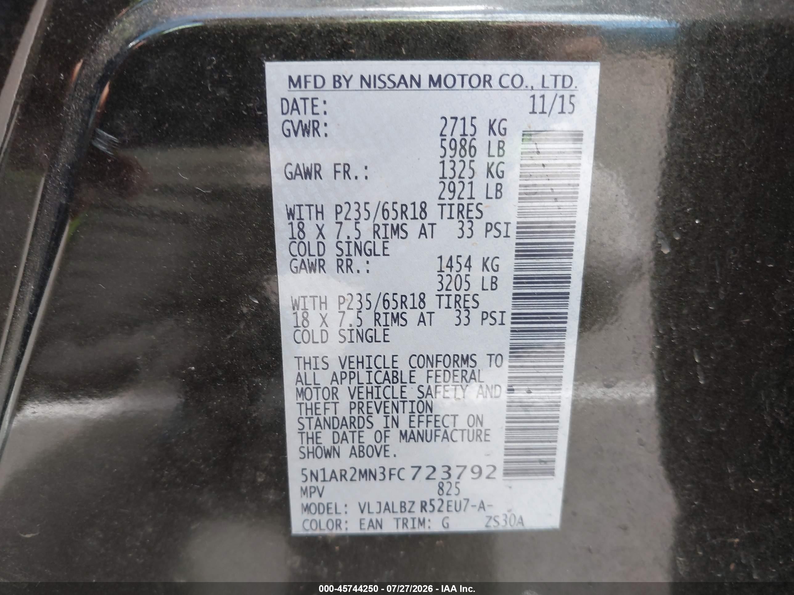 2015 Nissan Pathfinder S Gray vin: 5N1AR2MN3FC723792